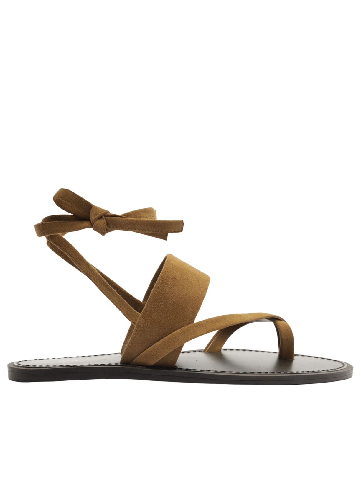 Sandália Rasteira Feminina Camurça Marrom Arezzo