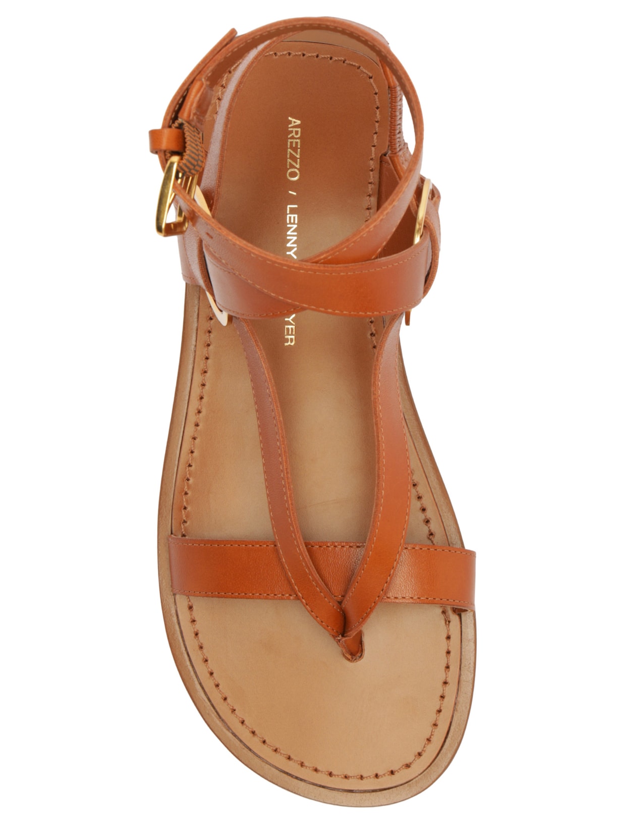 Sandália Rasteira Feminina Couro Tiras Largas Marrom Arezzo + Lenny Niemeyer