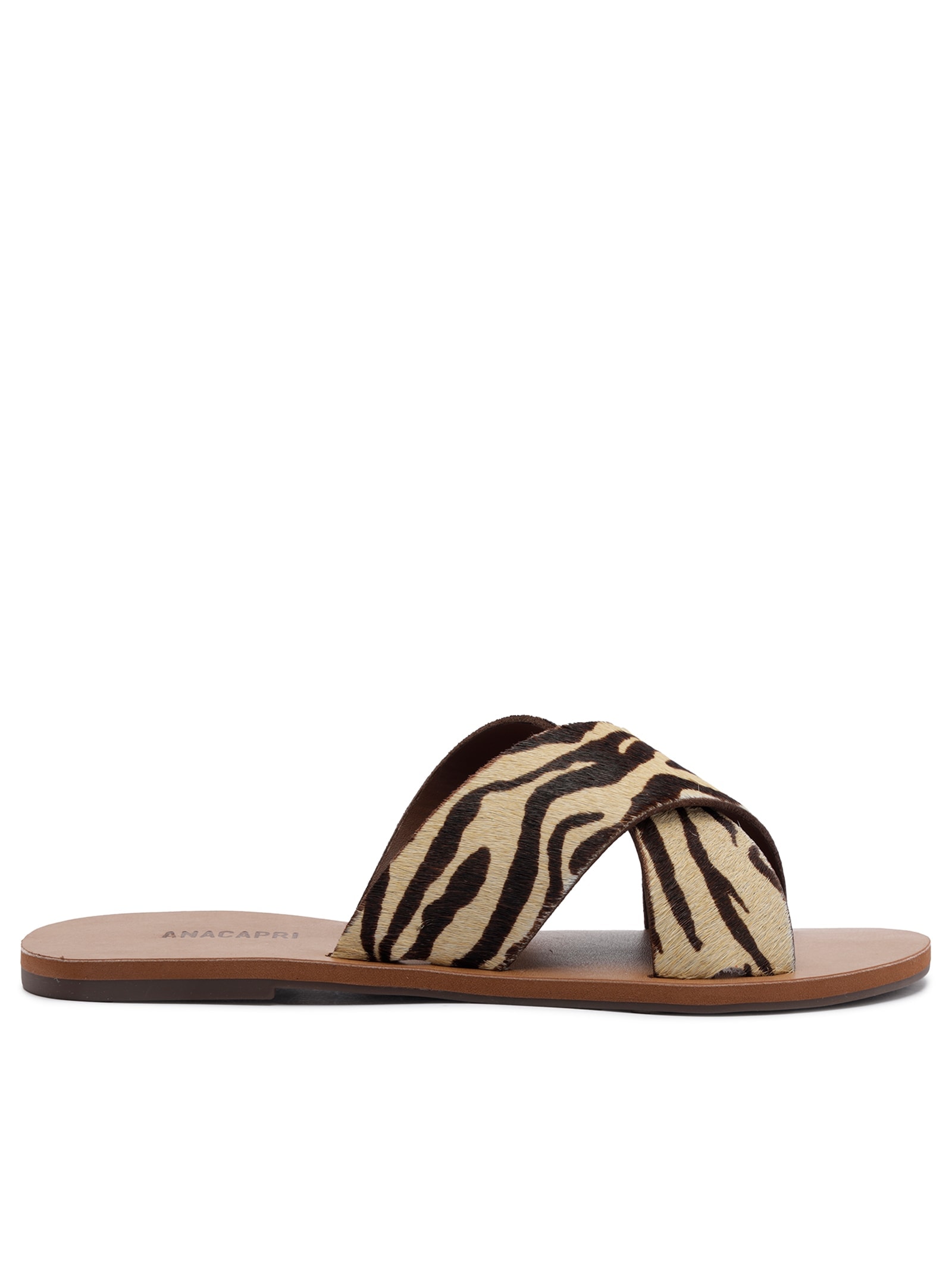 Sandália Rasteira Feminina Cruzadas Couro - Animal Print - Anacapri