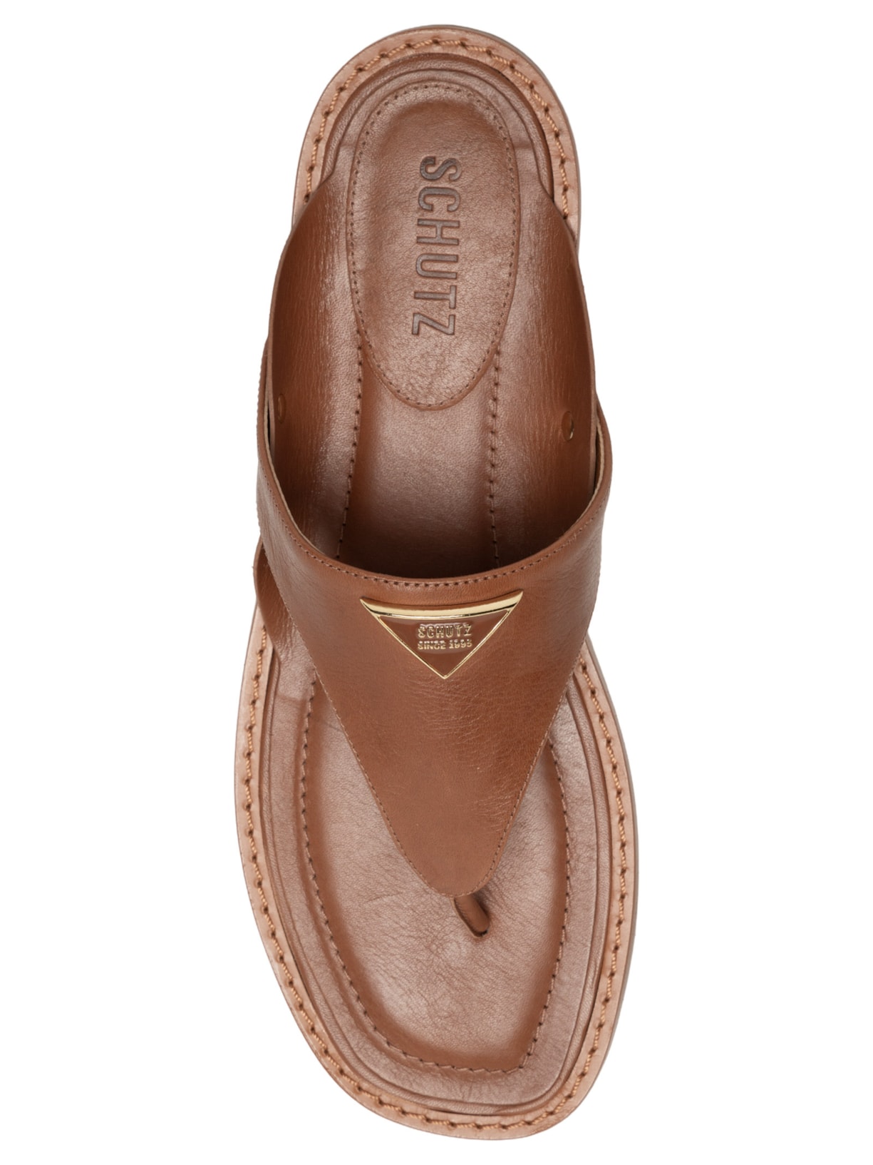 Sandália Rasteira Feminina Flat Shield Marrom Schutz