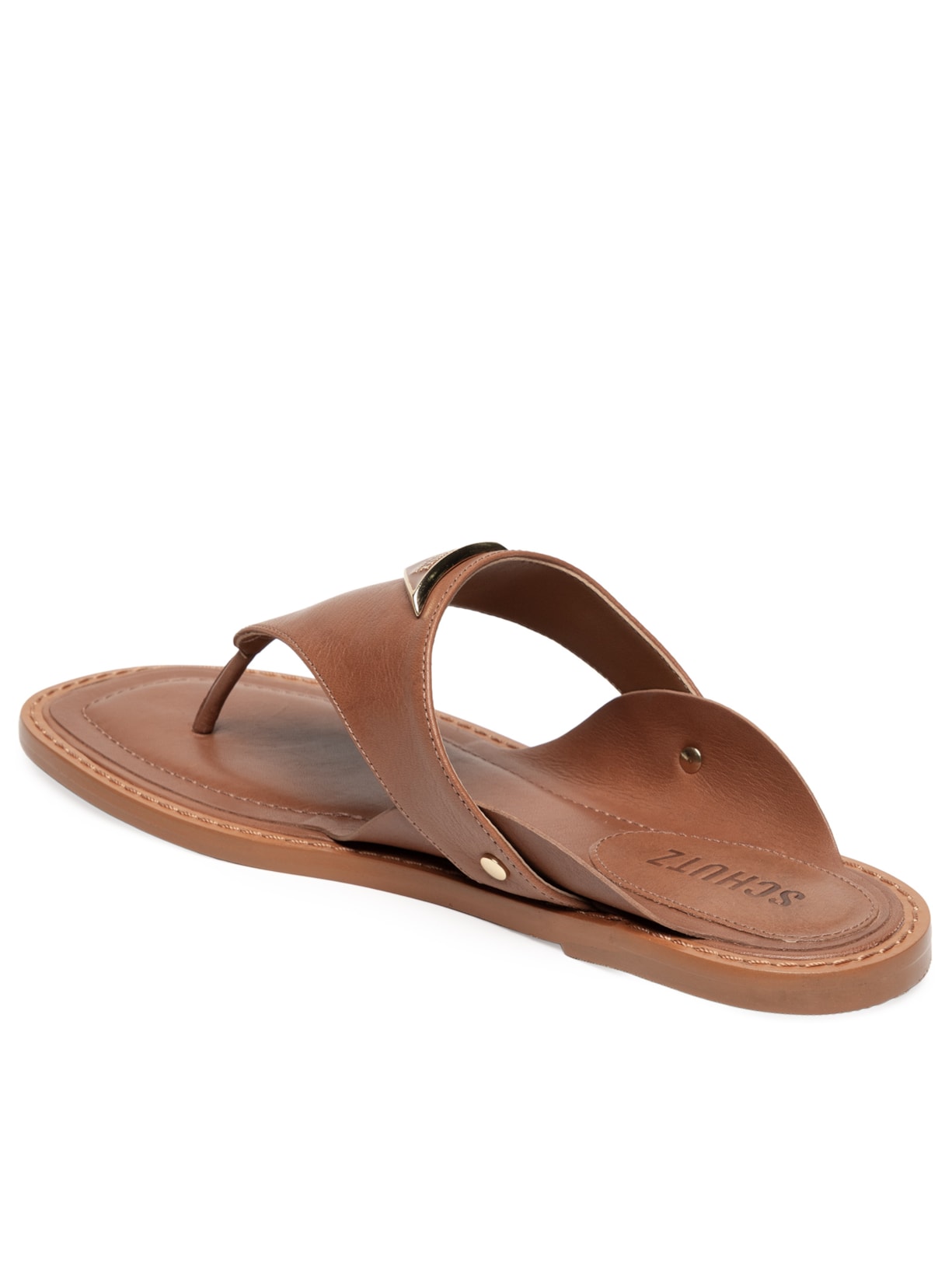 Sandália Rasteira Feminina Flat Shield Marrom Schutz