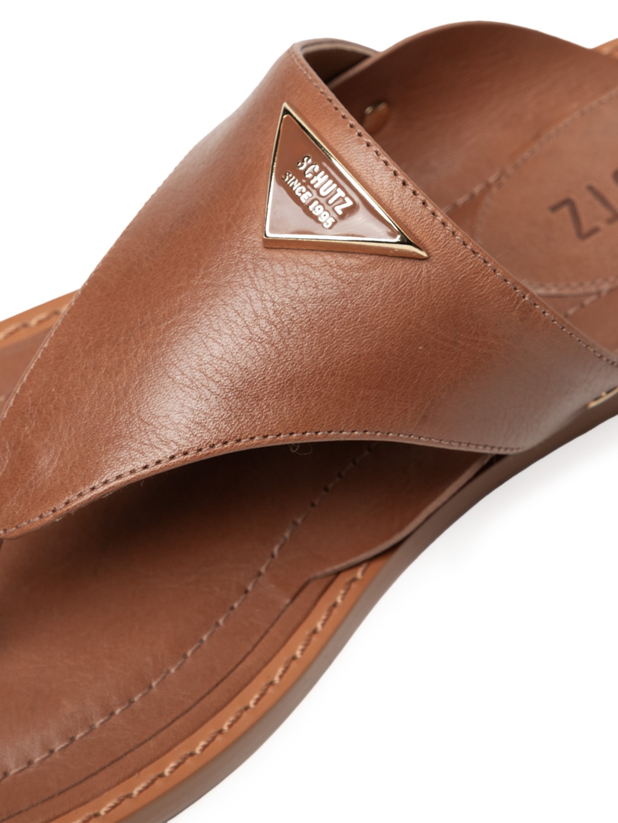 Sandália Rasteira Feminina Flat Shield Marrom Schutz
