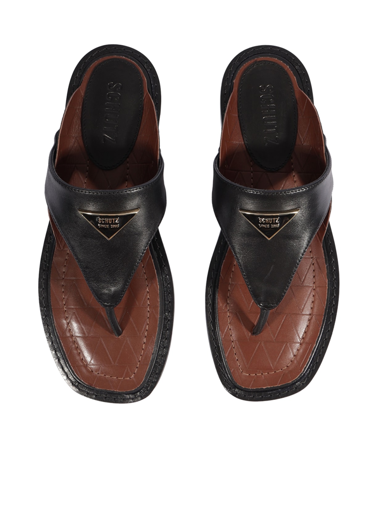 Sandália Rasteira Feminina Flat Shield Preto Schutz