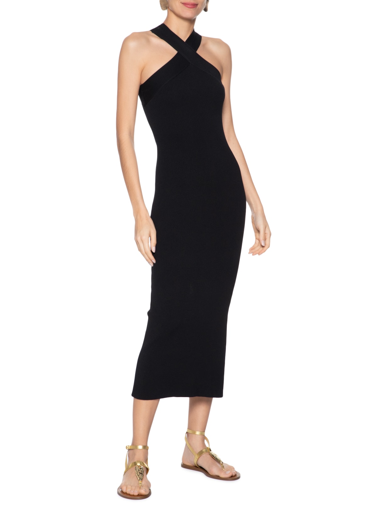 Sandália Rasteira Feminina Leather Metal Dourado Arezzo