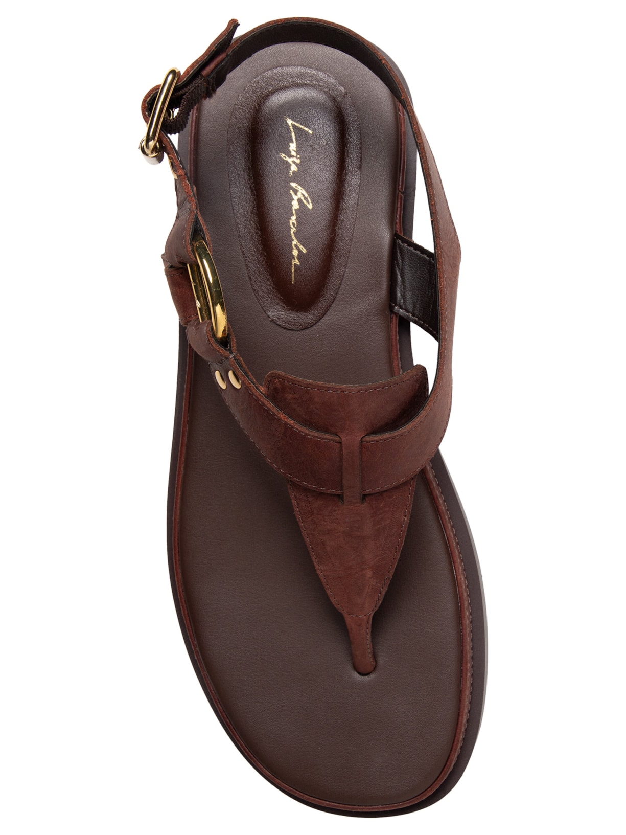 Sandália Rasteira Feminina Rocky Couro Café Marrom Luiza Barcelos