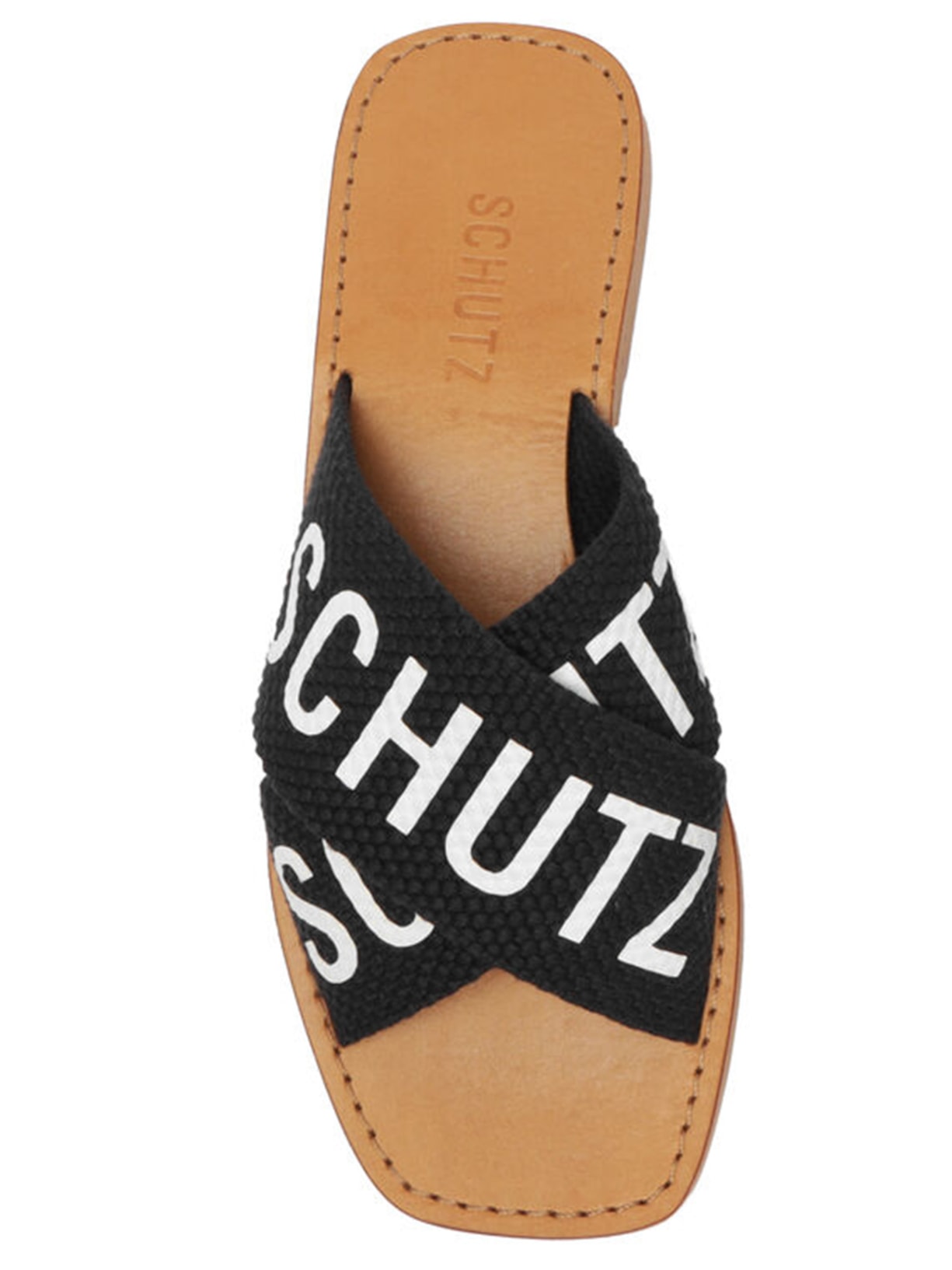 Sandália Rasteira Fita de Algodão  Preto Schutz