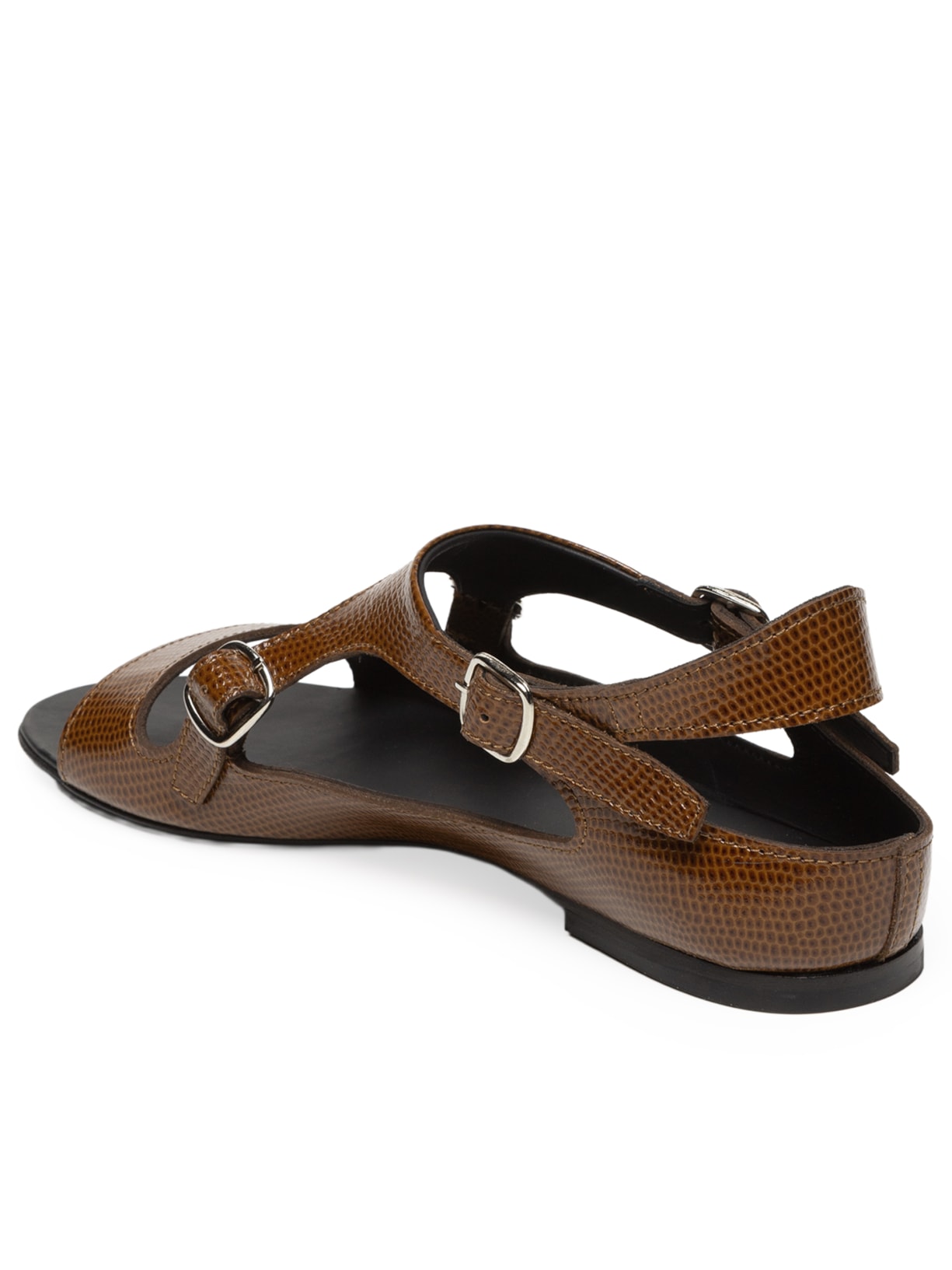 Sandália Rasteira Lizard Print Buckle Marrom Coperni