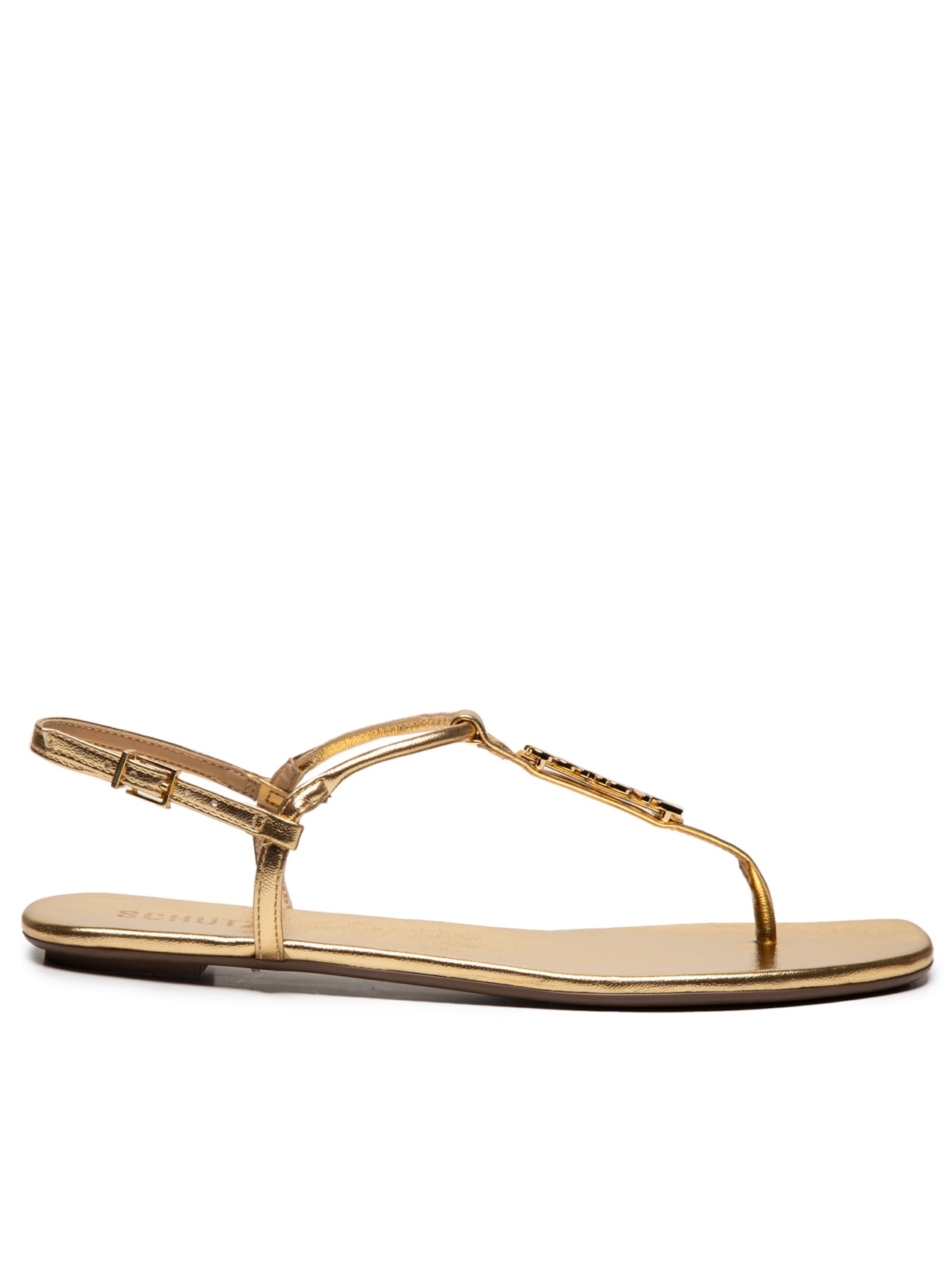 Sandália Rasteira Logo - Dourado