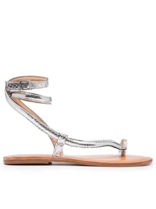 Sandália Rasteira Snake Platina - Prata