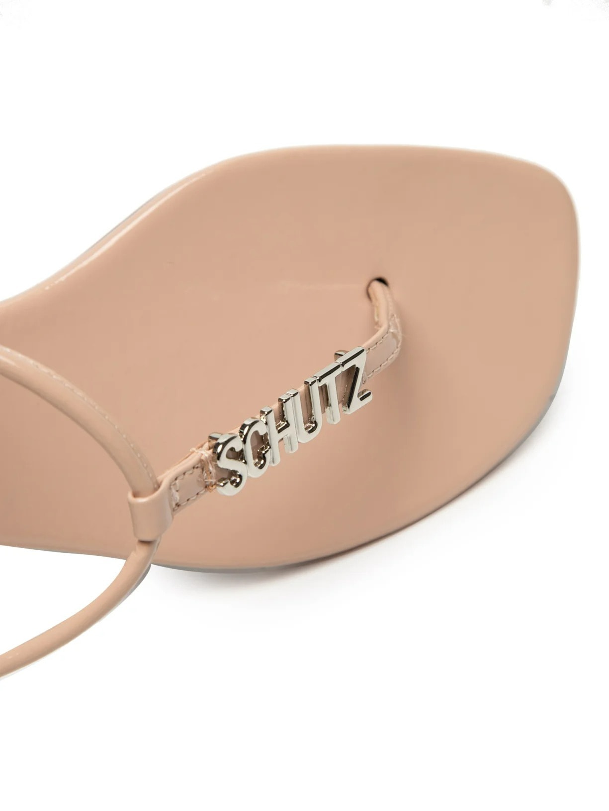 Sandália Rasteira Verniz Cristal Bege Schutz