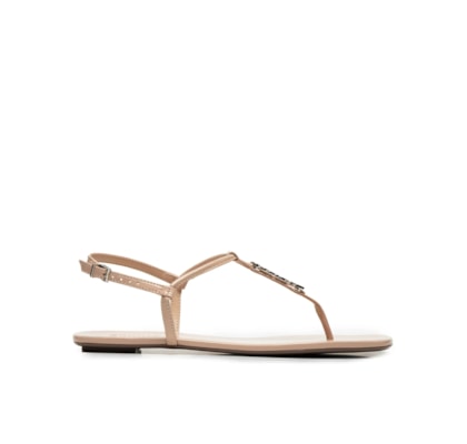 Sandália Rasteira Verniz Cristal - Bege