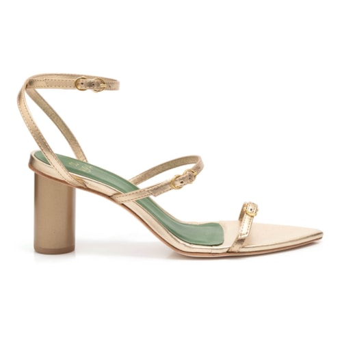 Sandália Salto Alto Couro Camille Champagne