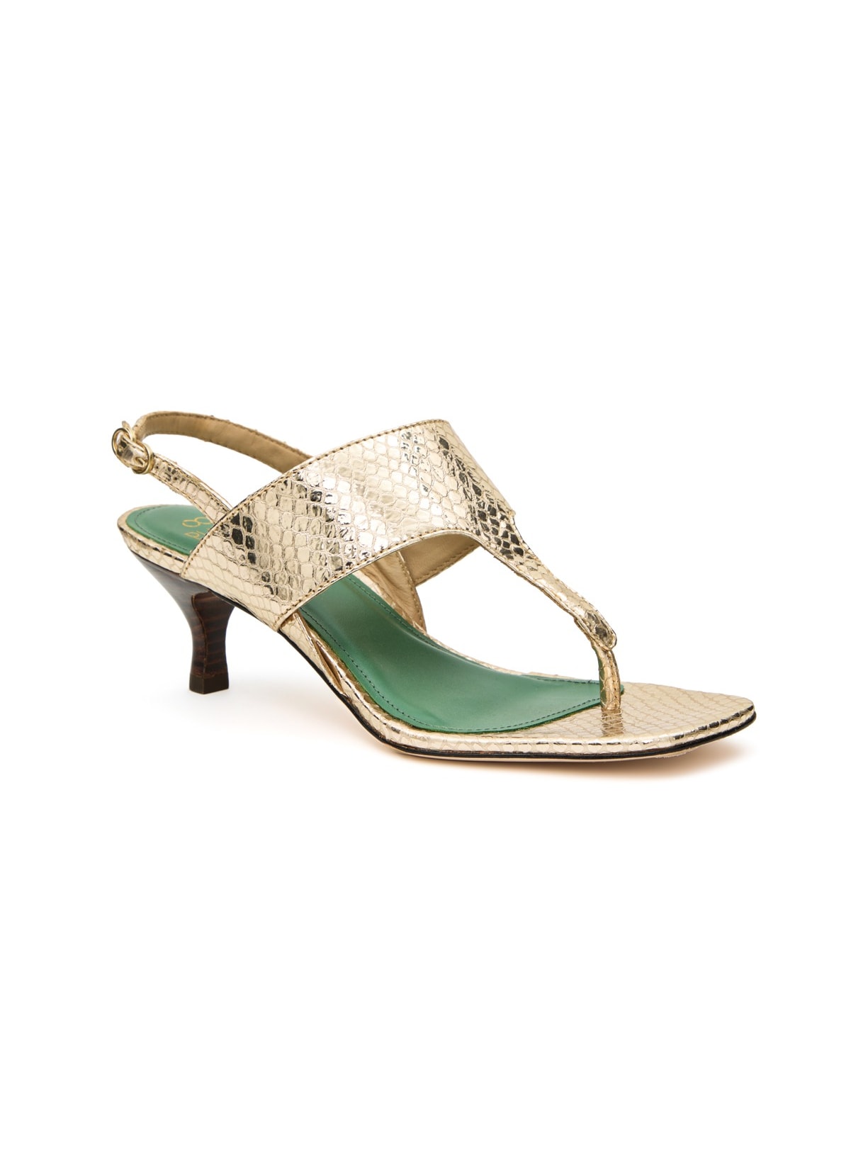 Sandália Salto Bárbara Couro Champagne Pura