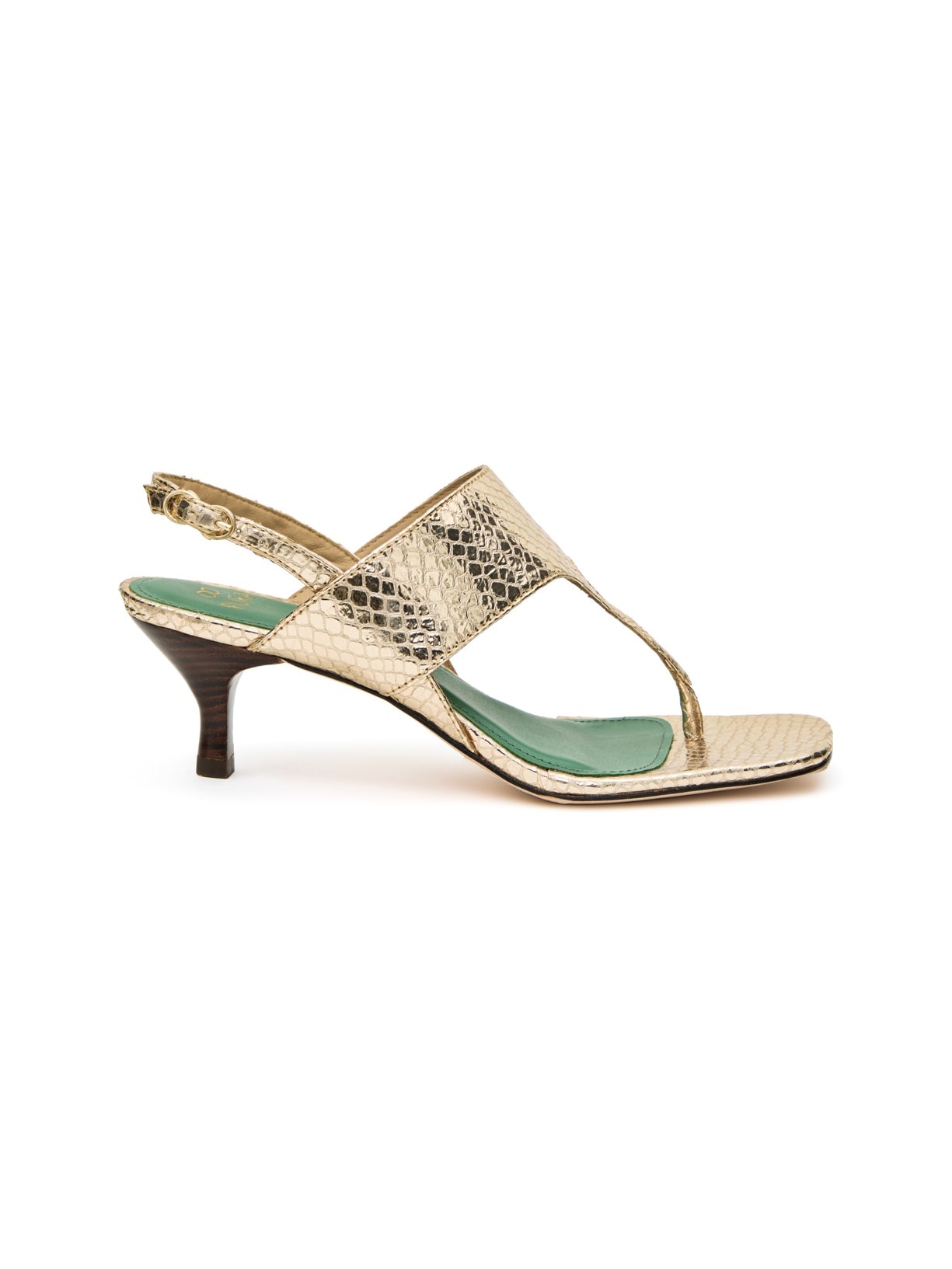 Sandália Salto Bárbara Couro Champagne Pura