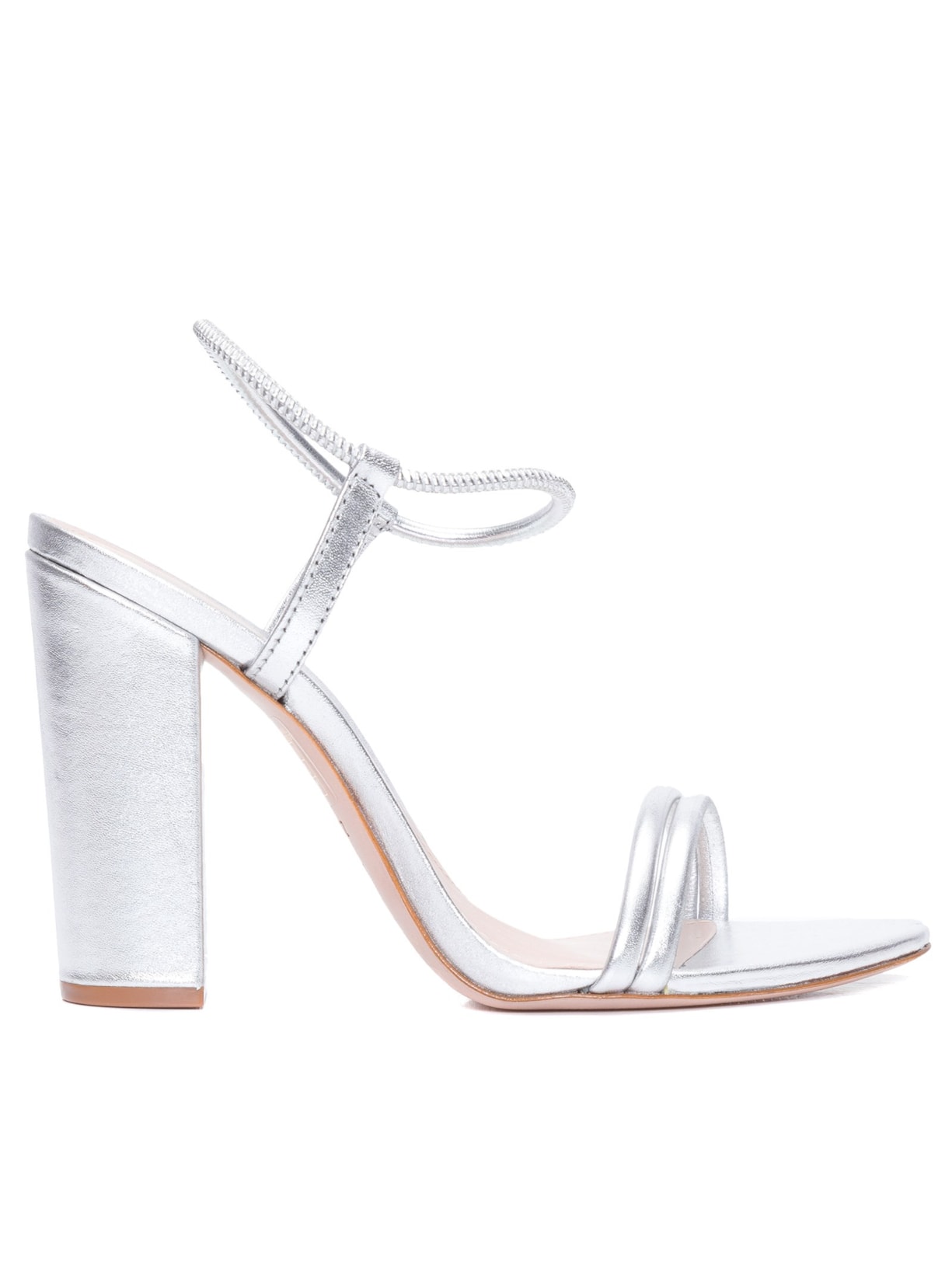 Sandália Salto Bloco Strings - Prata