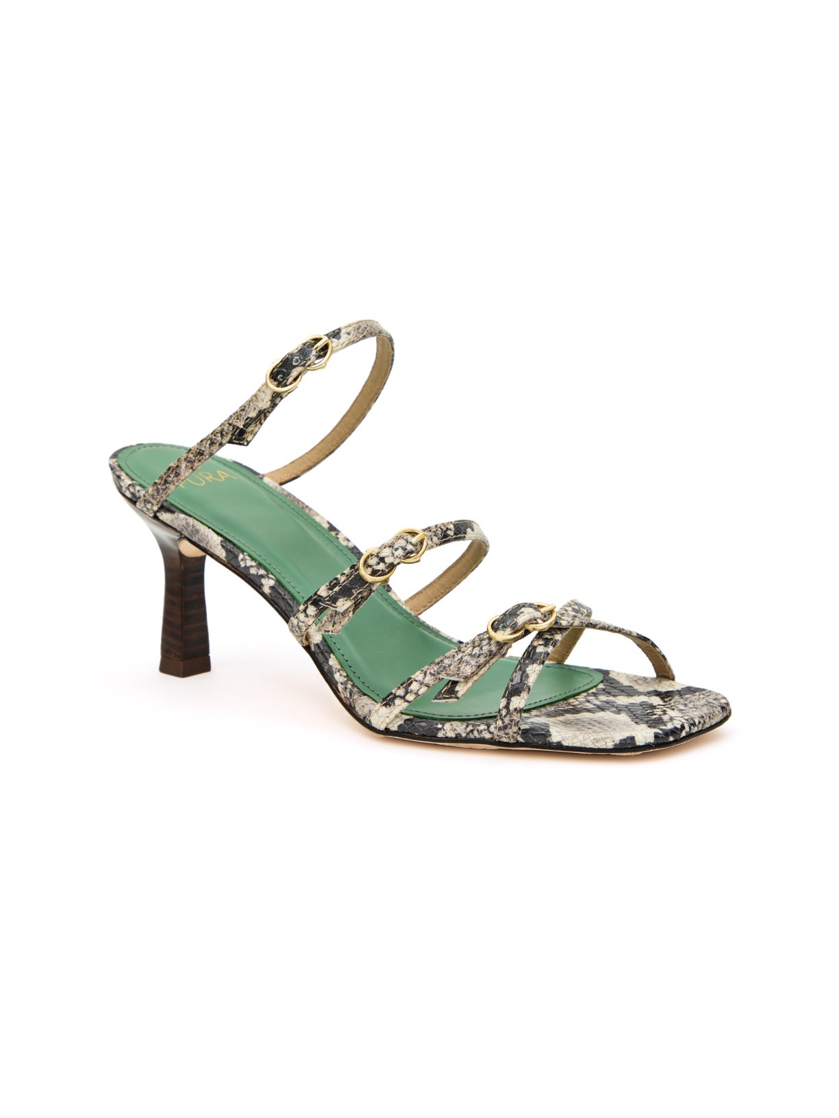 Sandália Salto Bruna Couro Python Pura