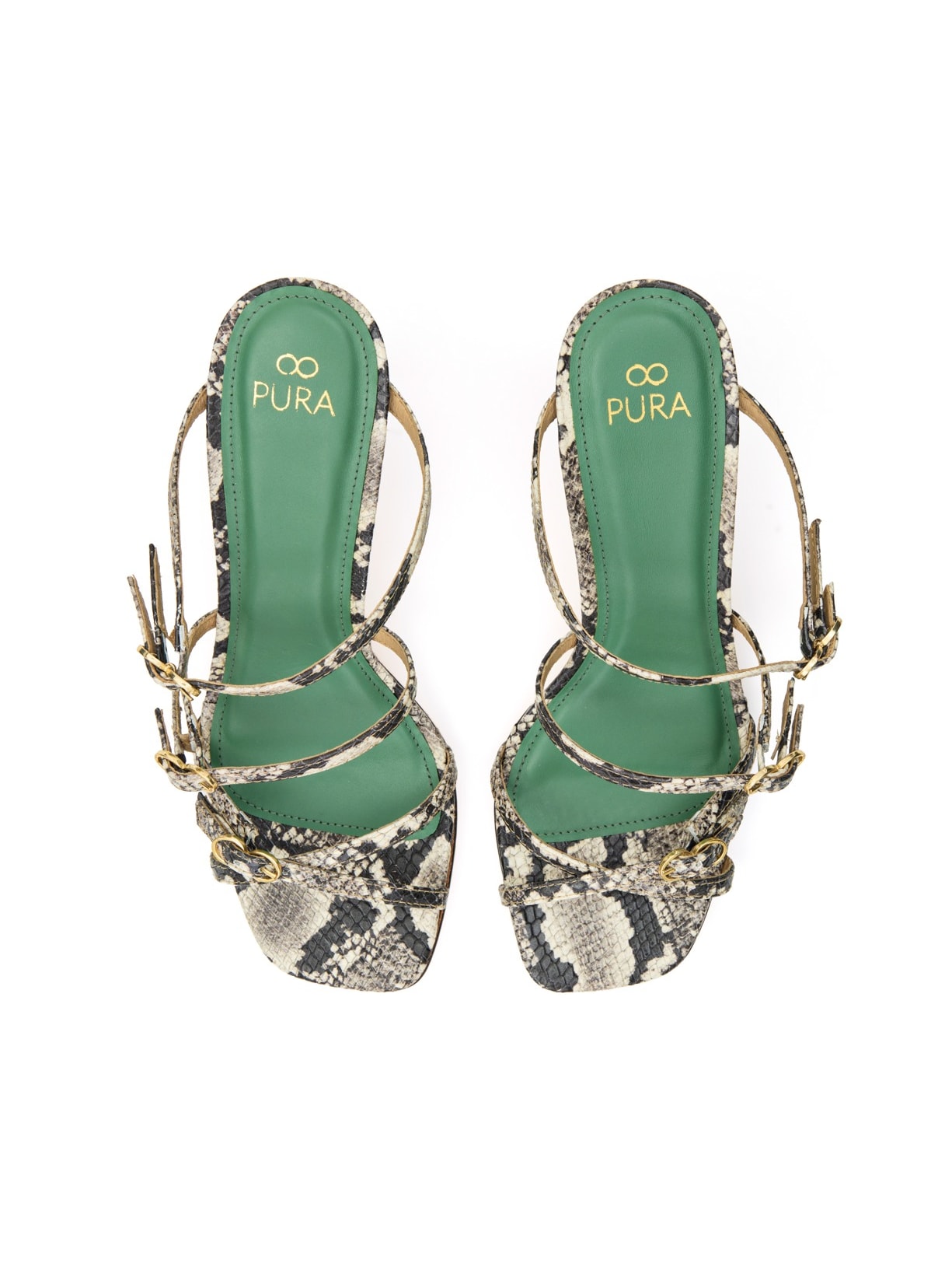 Sandália Salto Bruna Couro Python Pura