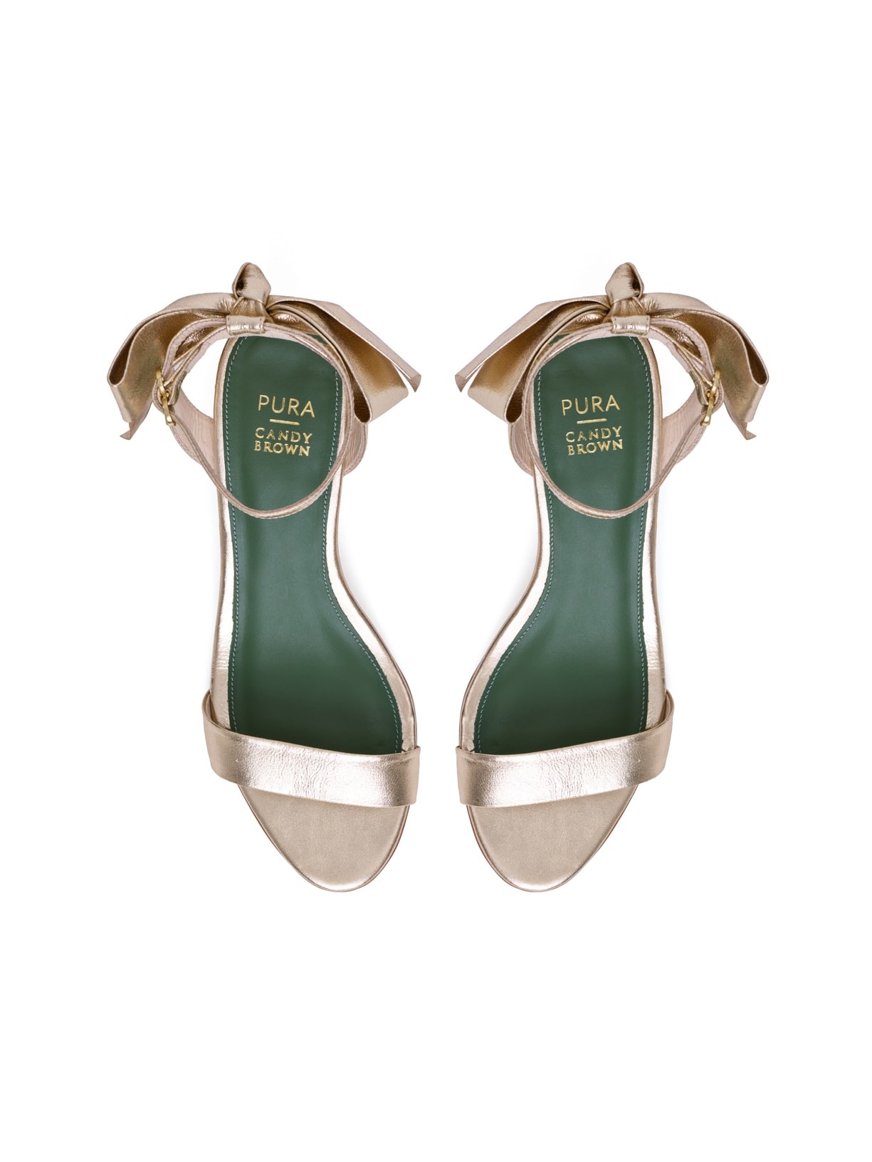 Sandália Salto Couro Iris Champagne Pura