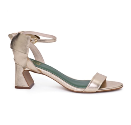 Sandália Salto Couro Iris Champagne