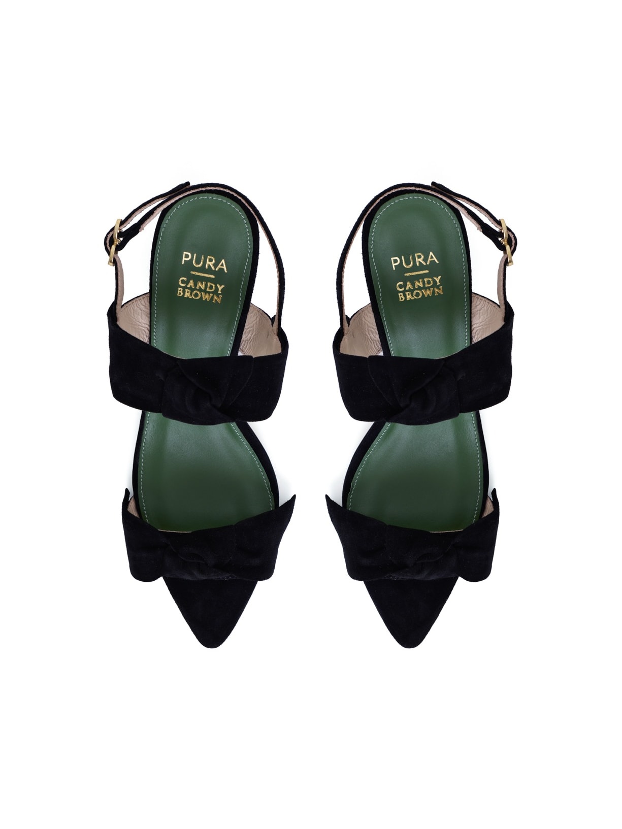 Sandália Salto Laços Camurça Sofia Preto Pura