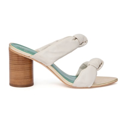 Sandália Salto Leticia Off White e Champagne