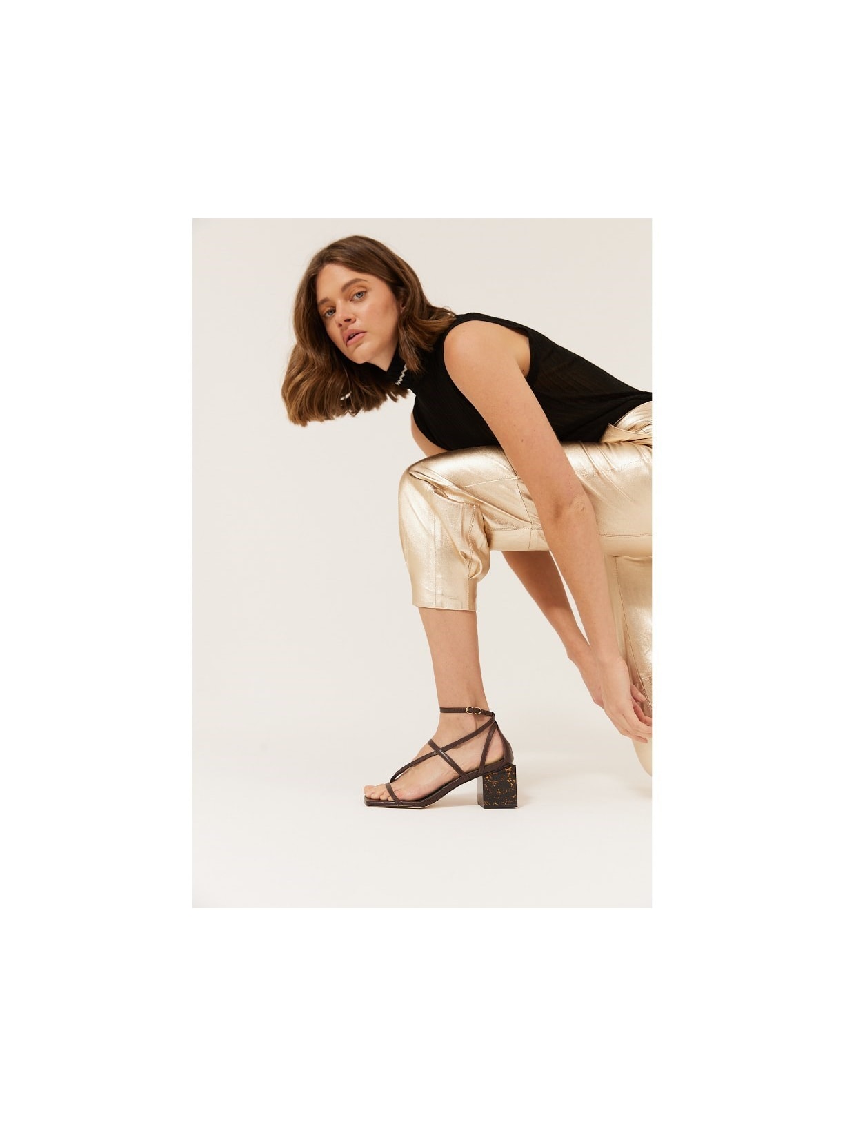 Sandália Salto Margot Café Pura