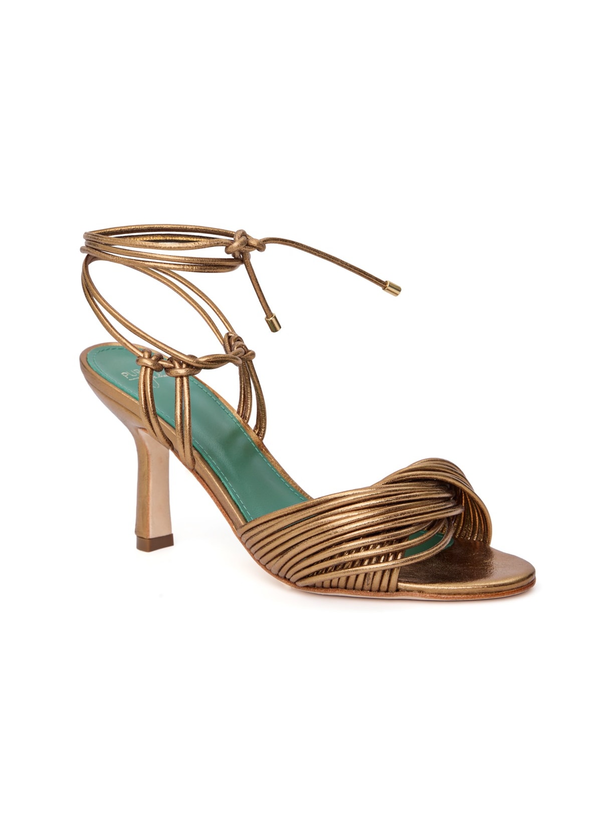 Sandália Salto Mel Enlace Bronze Pura