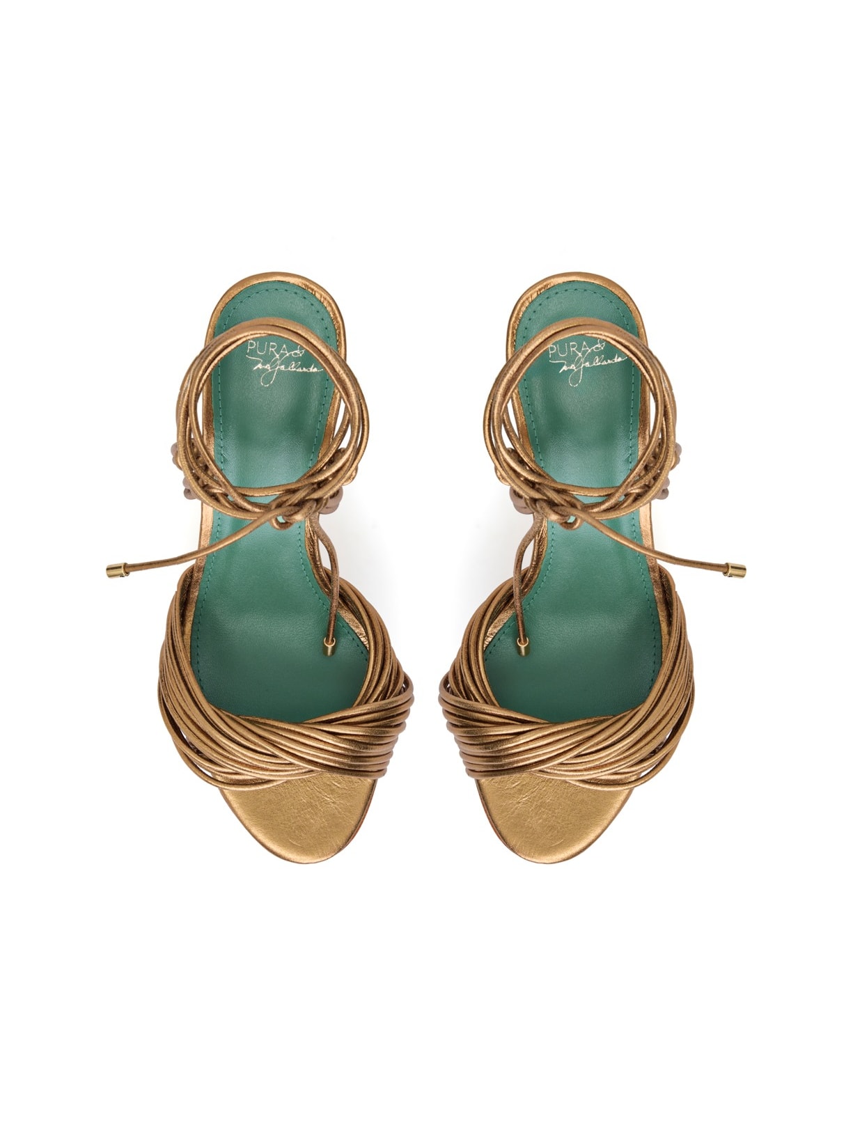 Sandália Salto Mel Enlace Bronze Pura