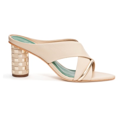 Sandália Salto Tressê Celeste Vanilla e Champagne