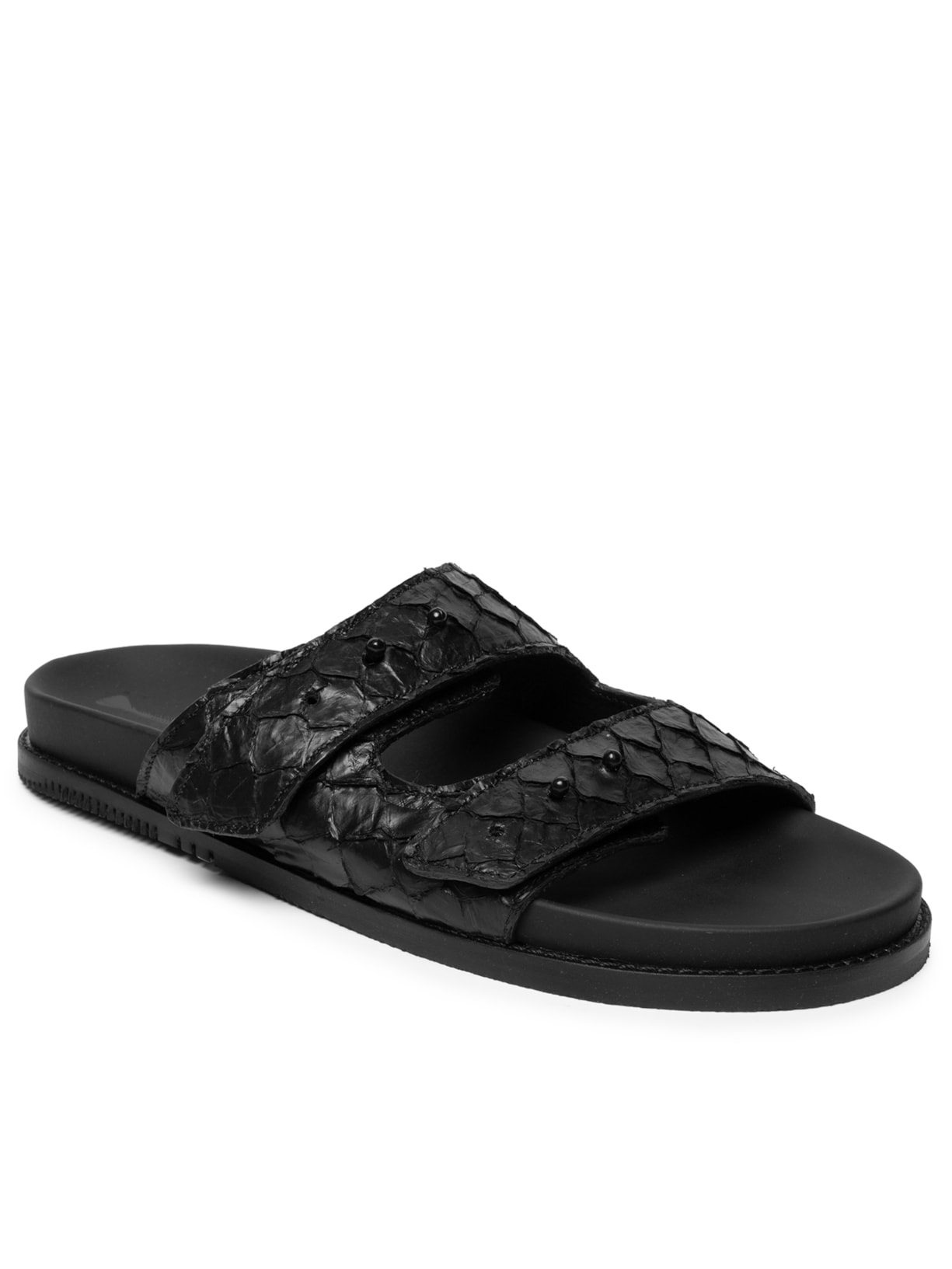 Sandália Slide Tiras Pirarucu Feminina Preto Osklen