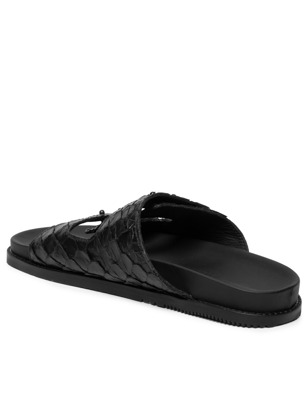 Sandália Slide Tiras Pirarucu Feminina Preto Osklen