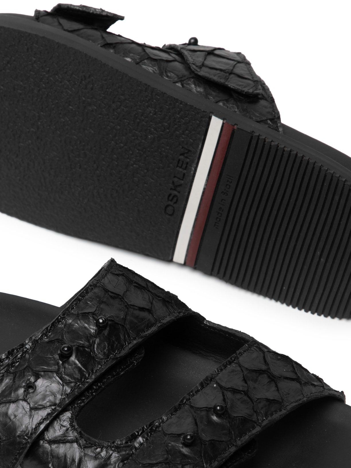 Sandália Slide Tiras Pirarucu Feminina Preto Osklen