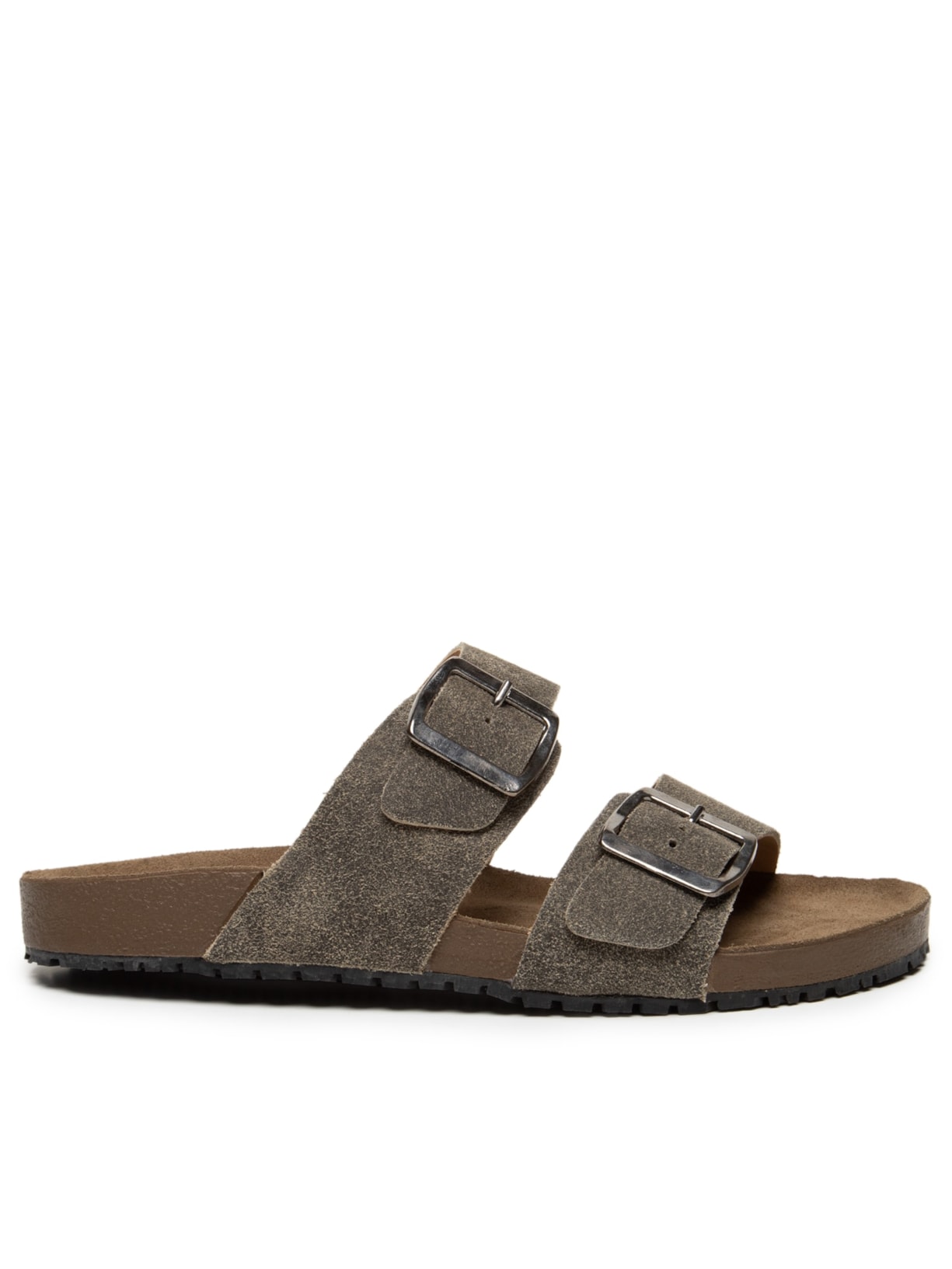 Sandália Unissex Básica Em Couro - Cinza