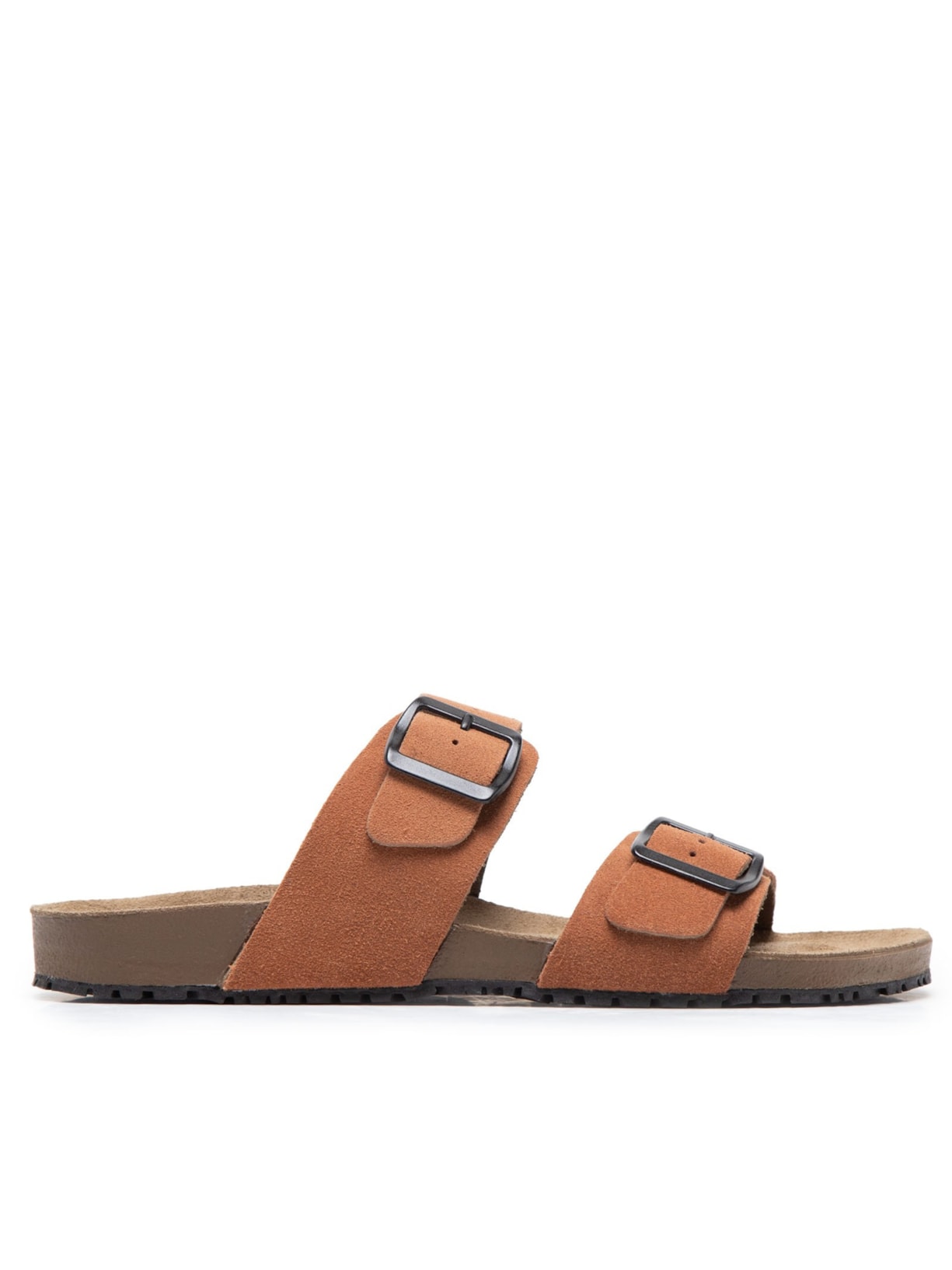 Sandália Unissex Básica Em Couro - Marrom