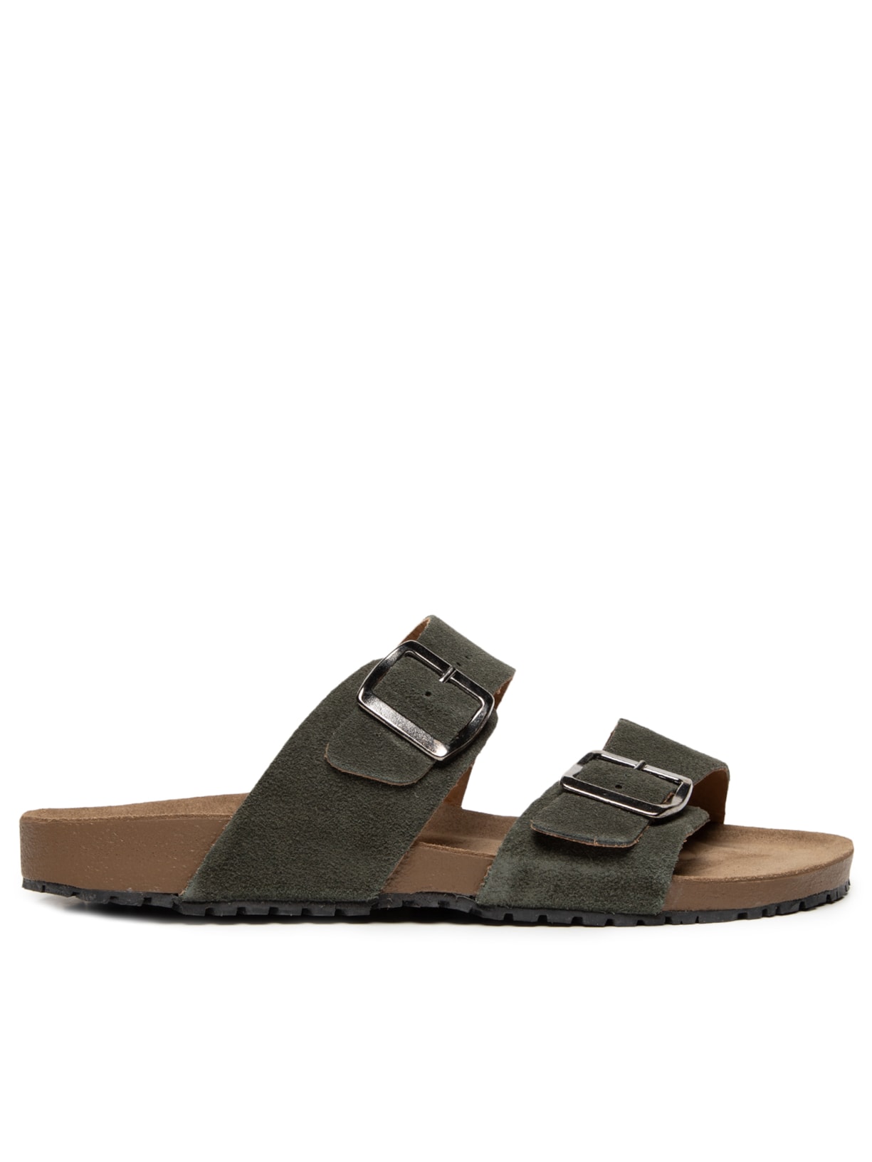 Sandália Unissex De Tiras Básica Em Camurça Básica Verde Basiq