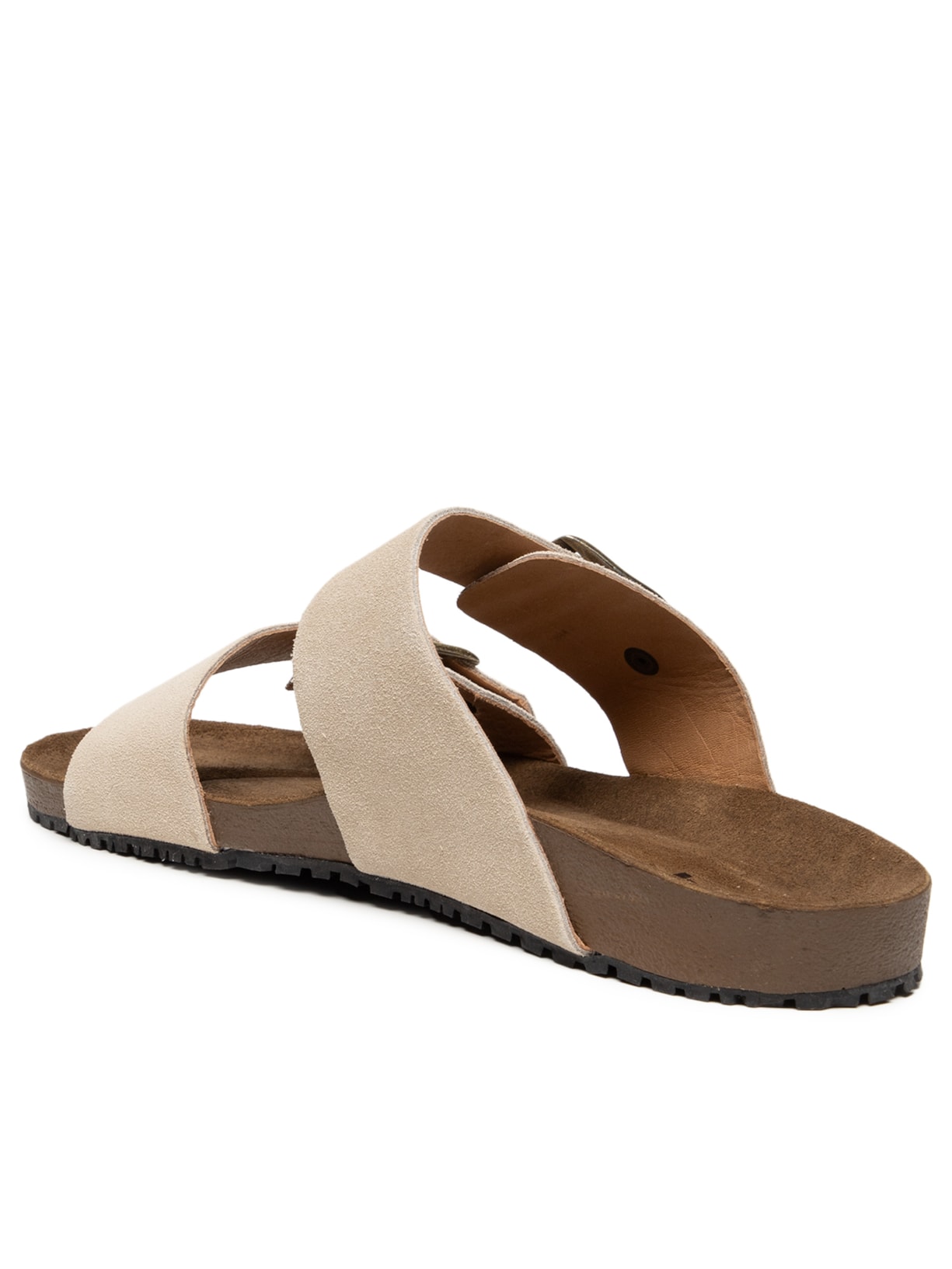 Sandália Unissex De Tiras Básica Em Camurça Bege Basiq