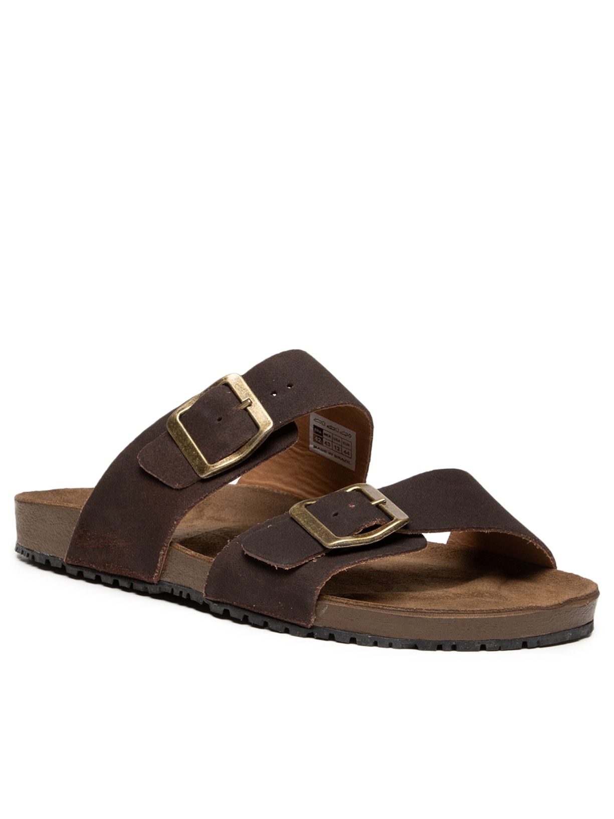 Sandália Unissex De Tiras Basica Em Camurça Marrom Basiq