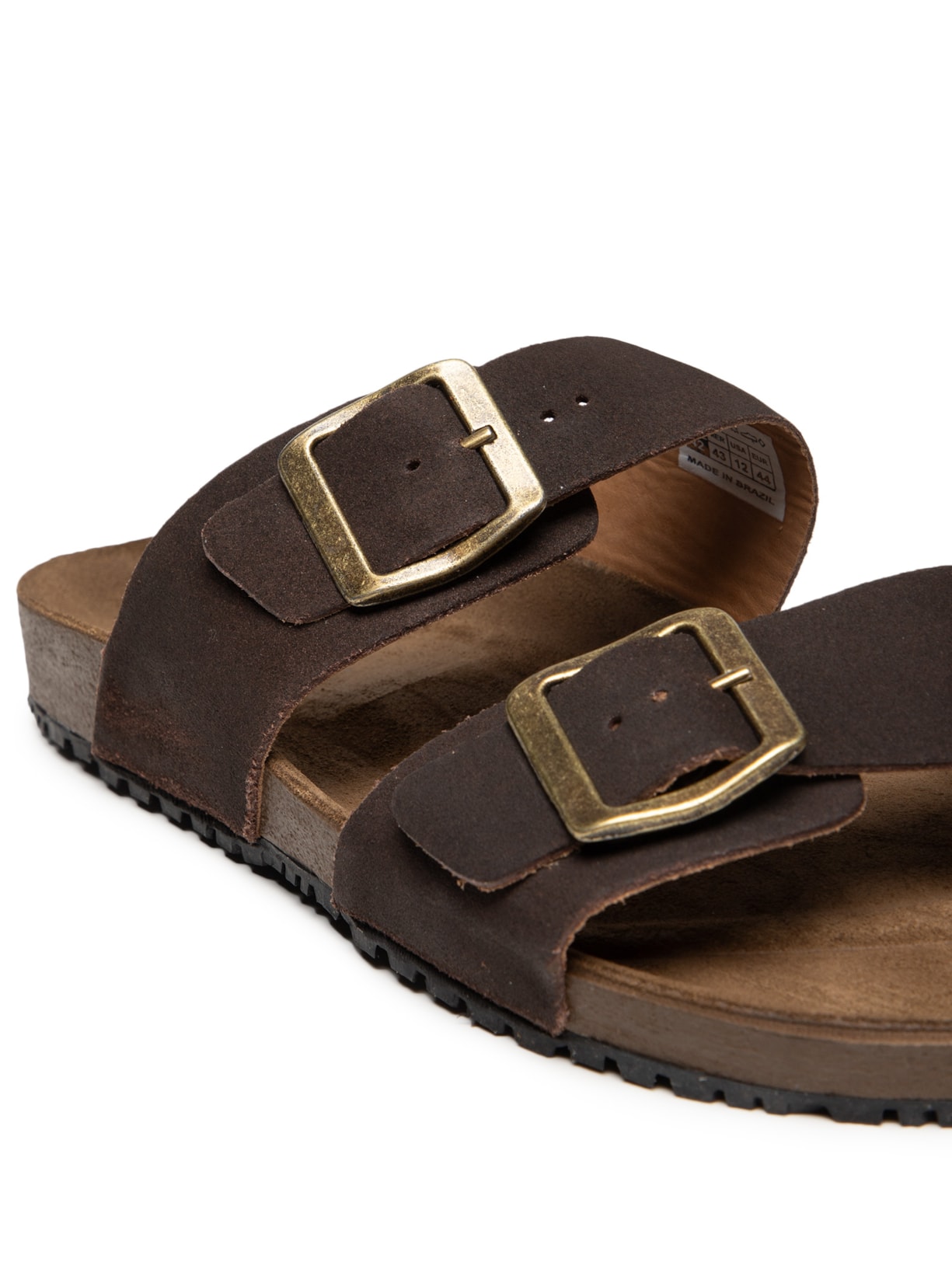 Sandália Unissex De Tiras Basica Em Camurça Marrom Basiq