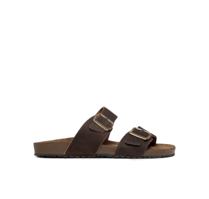 Sandália Unissex De Tiras Basica Em Camurça - Marrom