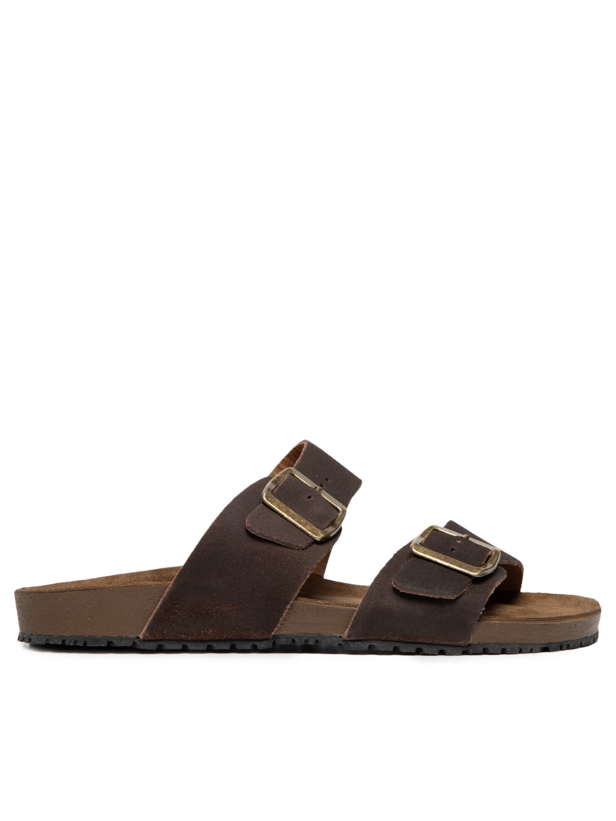 Sandália Unissex De Tiras Básica Em Camurça Rústica - Marrom