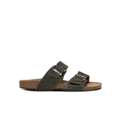 Sandália Unissex De Tiras Basica Em Camurça - Verde