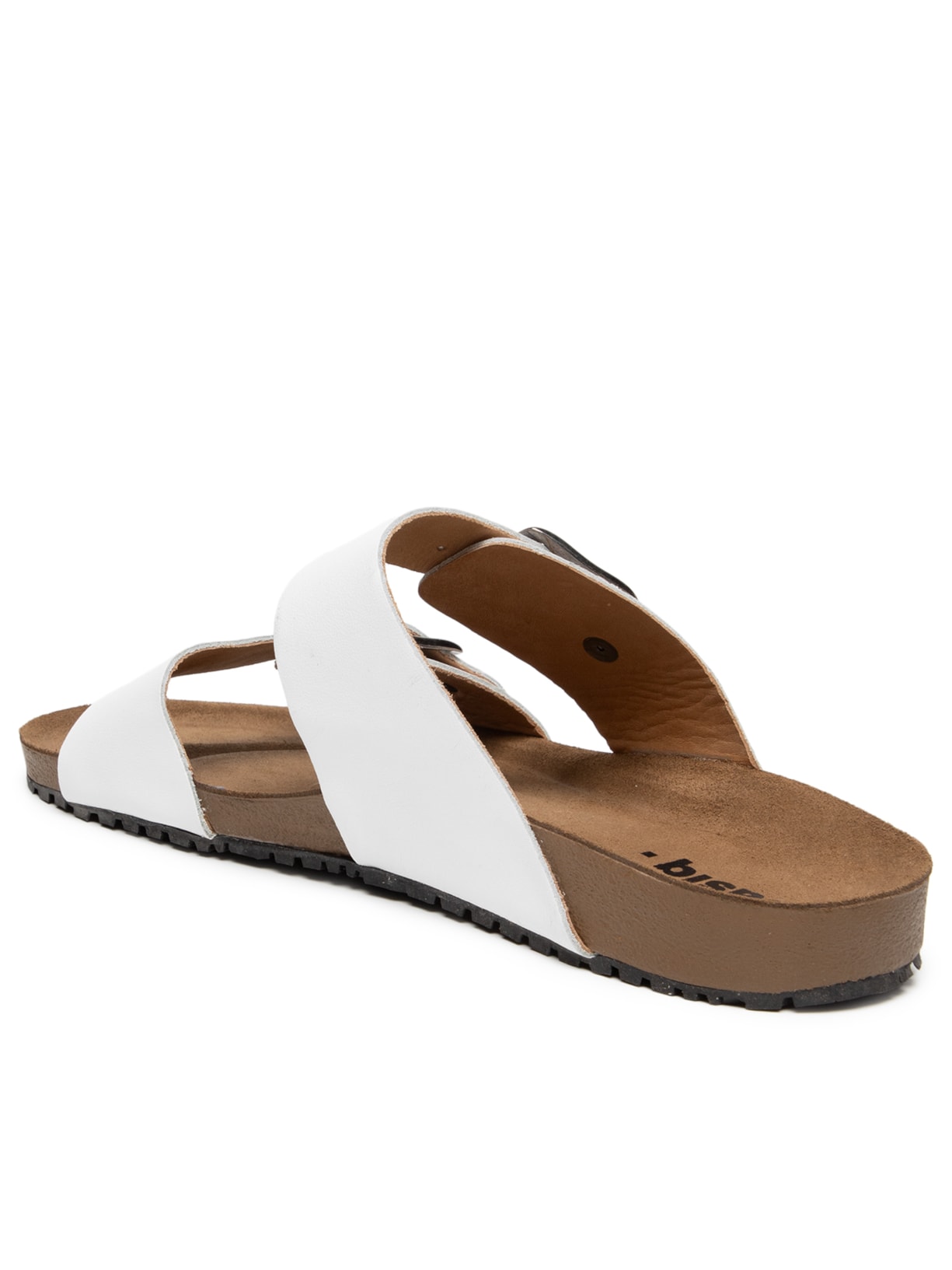 Sandália Unissex De Tiras Basica Em Couro Branco Basiq