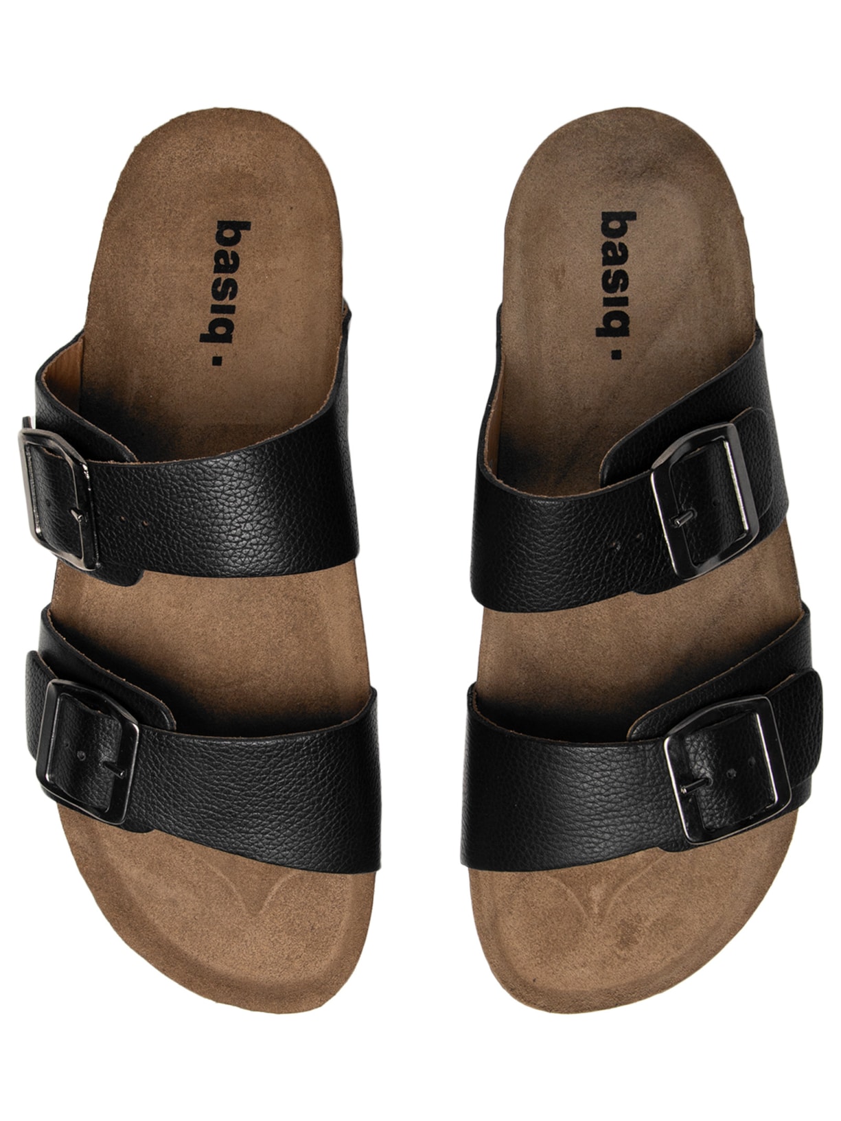 Sandália Unissex De Tiras Basica Em Couro Preto Basiq