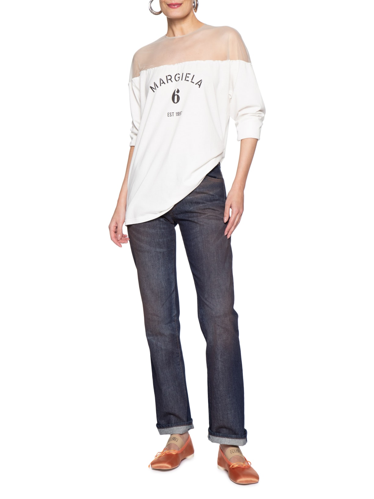 Sapatilha Anatomic Numeric Ballet Laranja Mm6 Maison Margiela