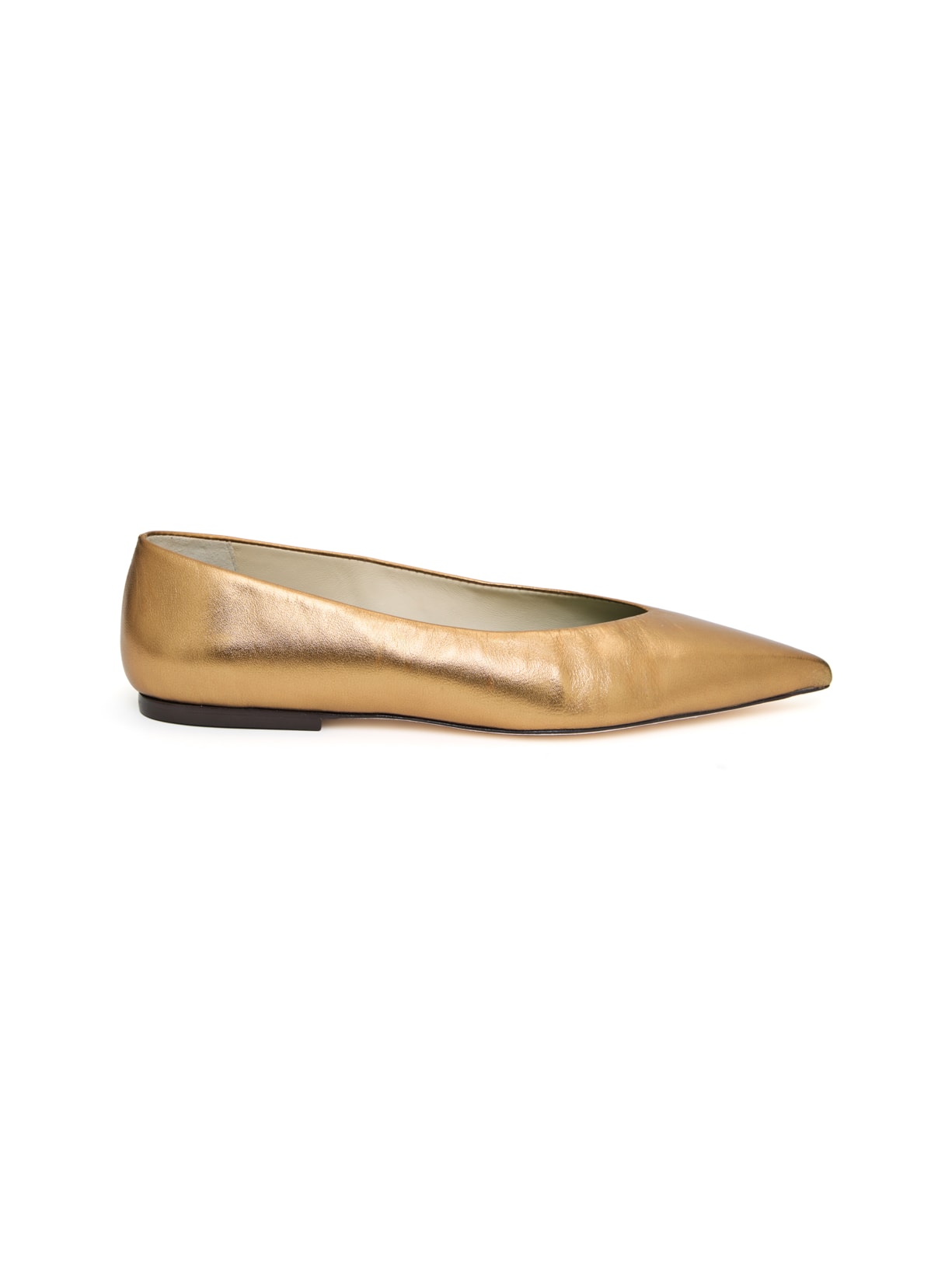 Sapatilha Bico Fino Helena Bronze em Couro Pura