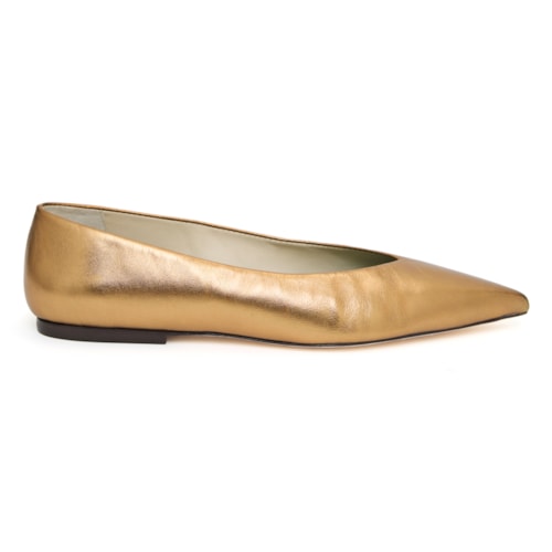 Sapatilha Bico Fino Helena Bronze em Couro