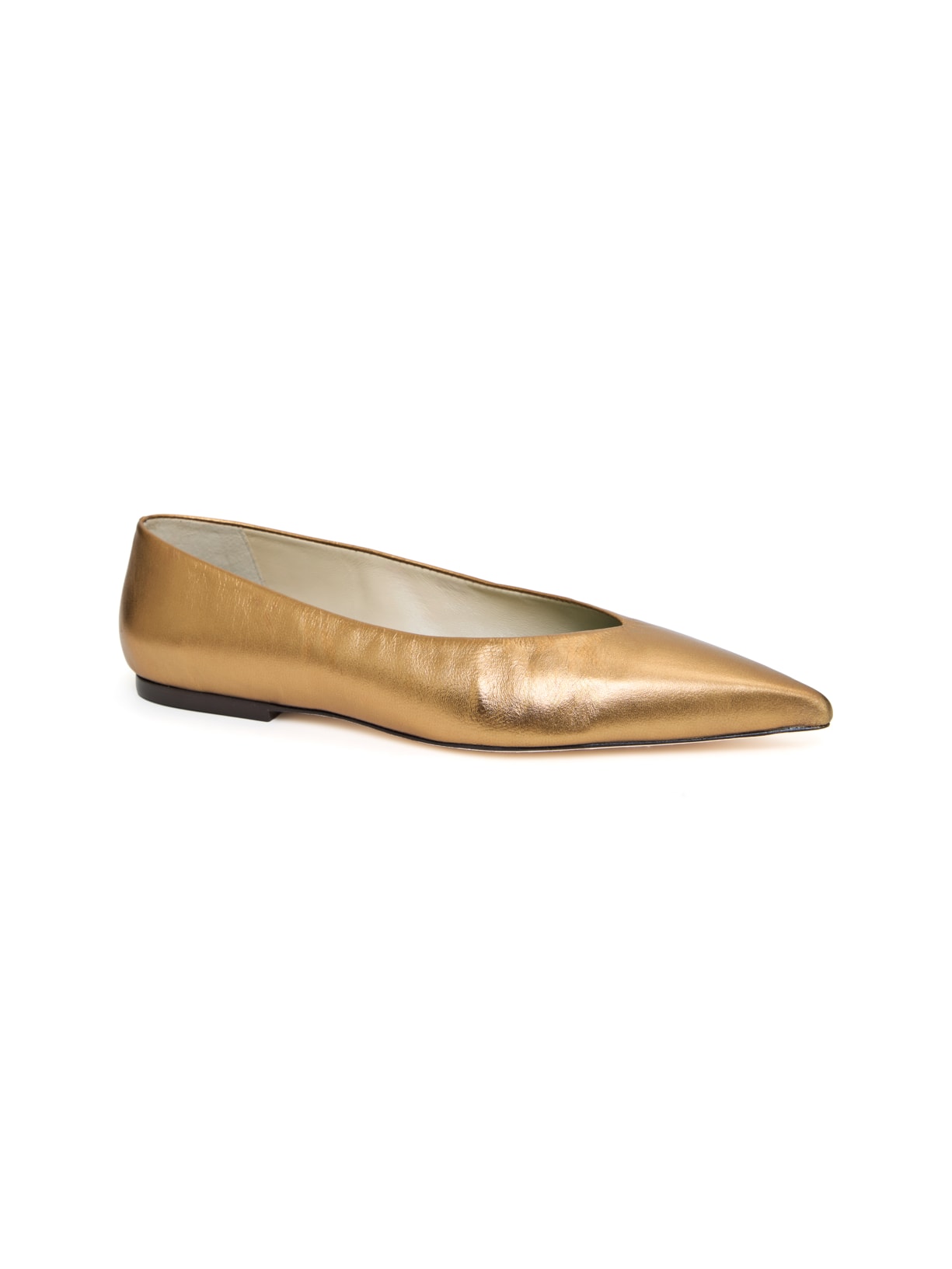 Sapatilha Bico Fino Helena Bronze em Couro Pura