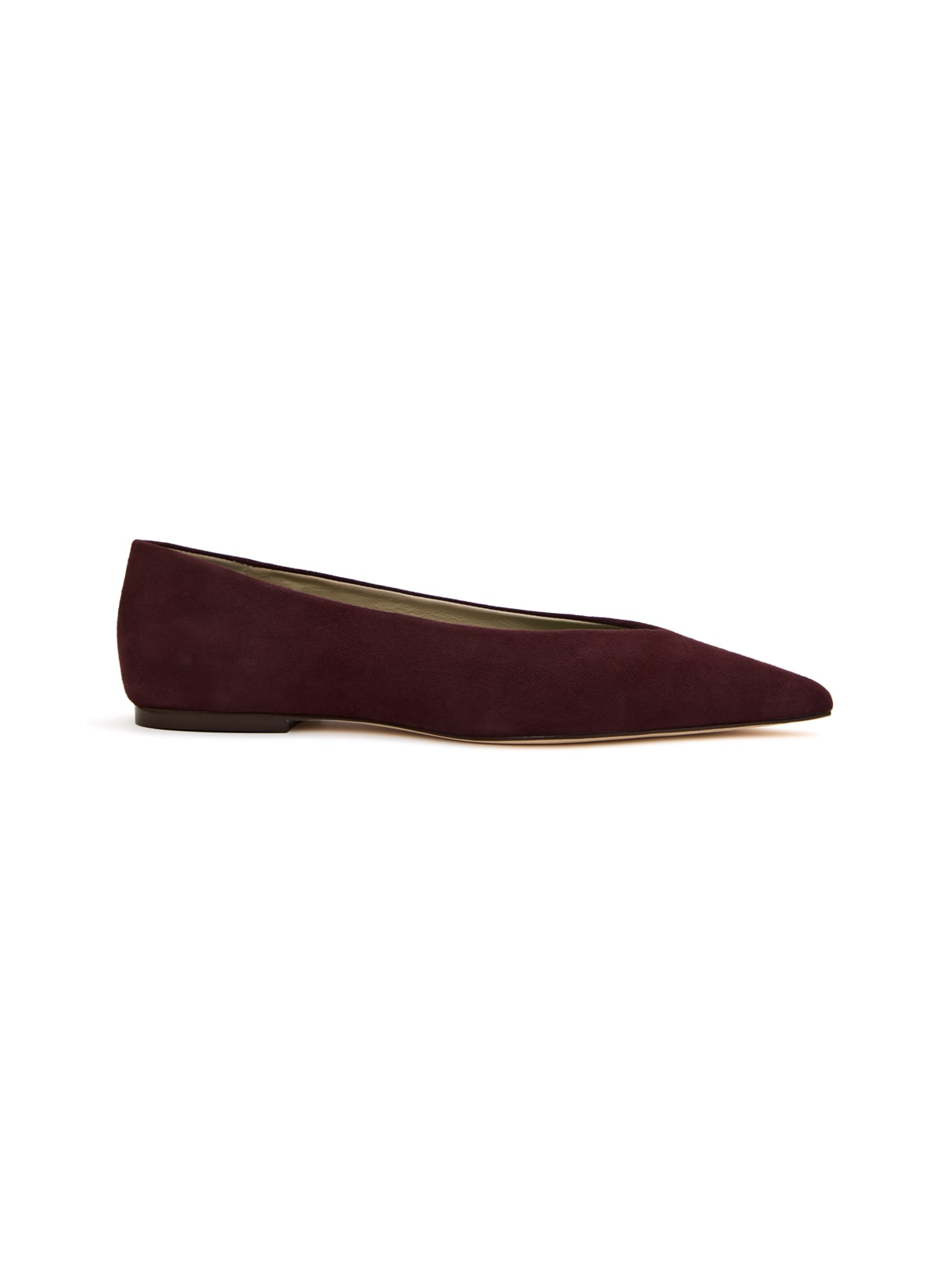 Sapatilha Bico Fino Helena Burgundy em Camurça Pura
