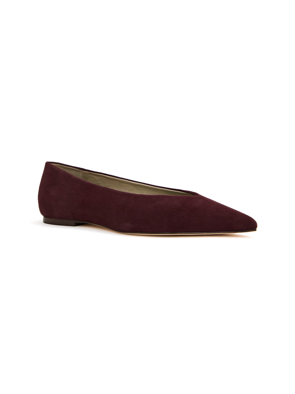 Sapatilha Bico Fino Helena Burgundy em Camurça Pura