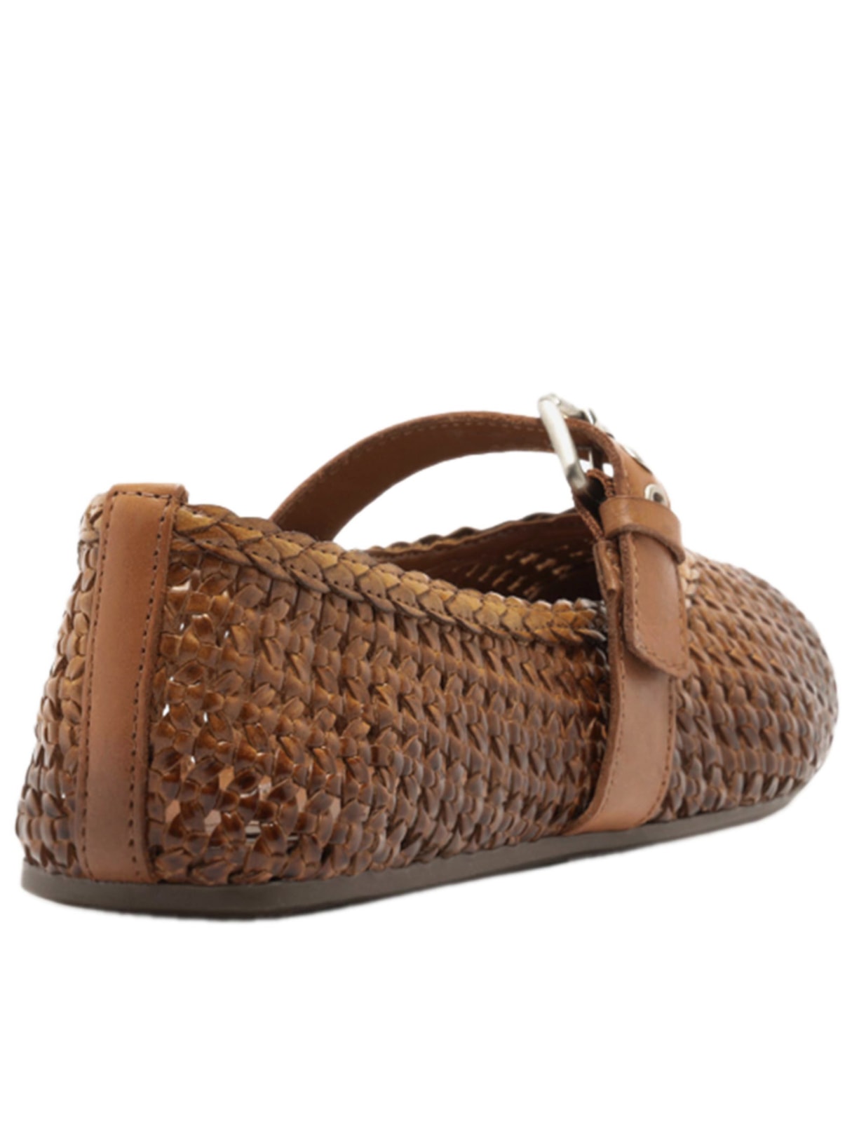 Sapatilha Bico Redondo Fivela Tressê Marrom Arezzo
